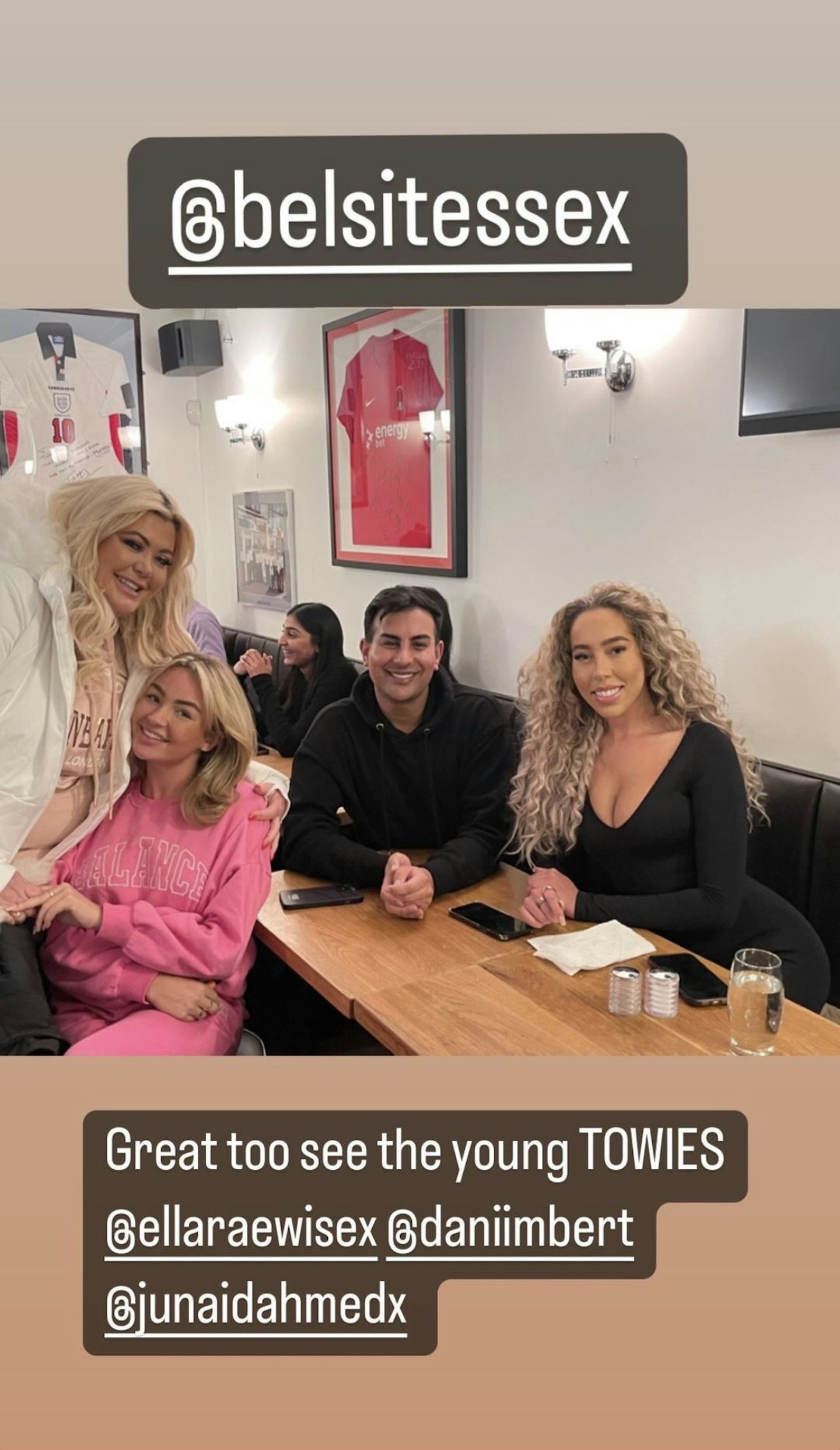Gemma Collins with TOWIE'S Junaid Ahmed, Ella Rae Wise and Dani Imbert