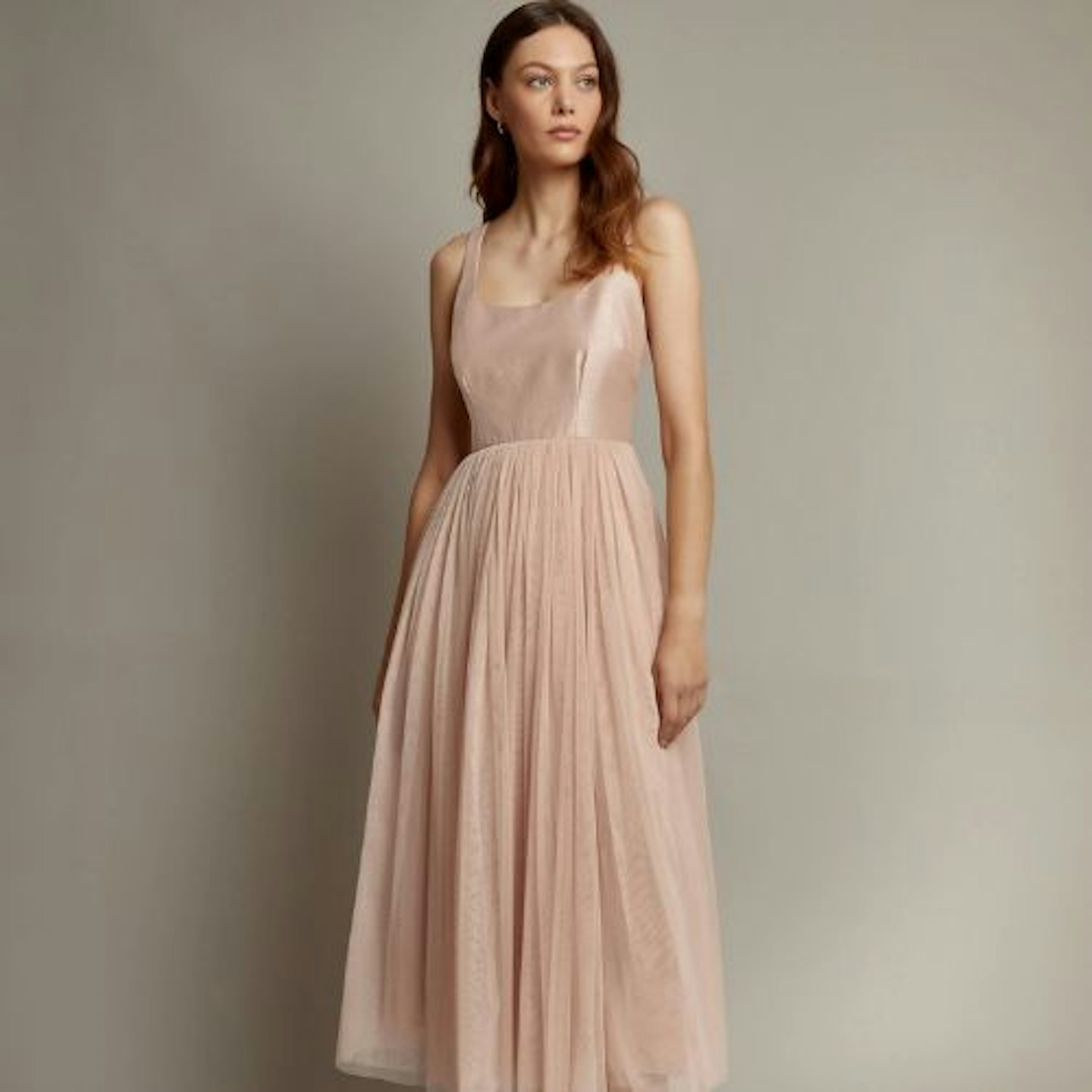 Alice Sleeveless Tulle Midi Dress Pink