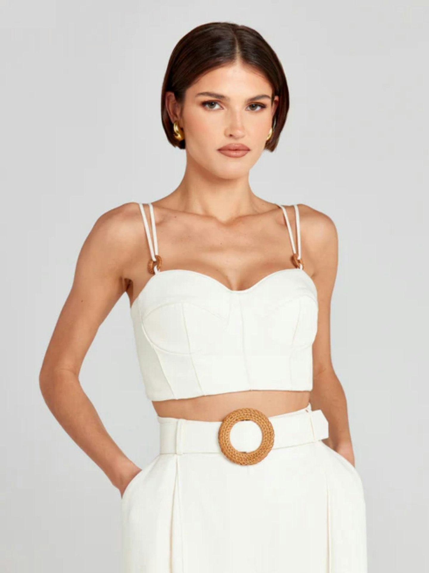 Nadine Merabi Gabi Linen Corset Top