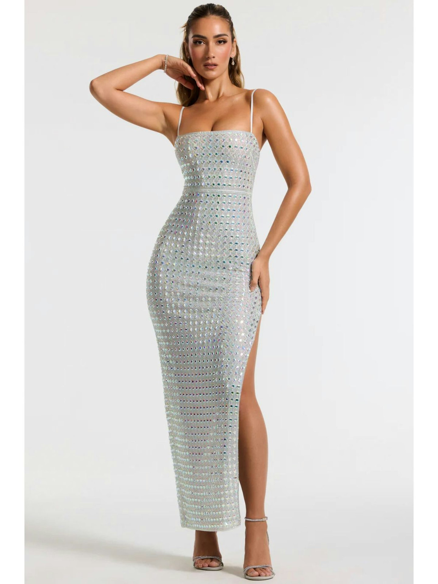 Prisha Embellished Square Neck Evening Gown