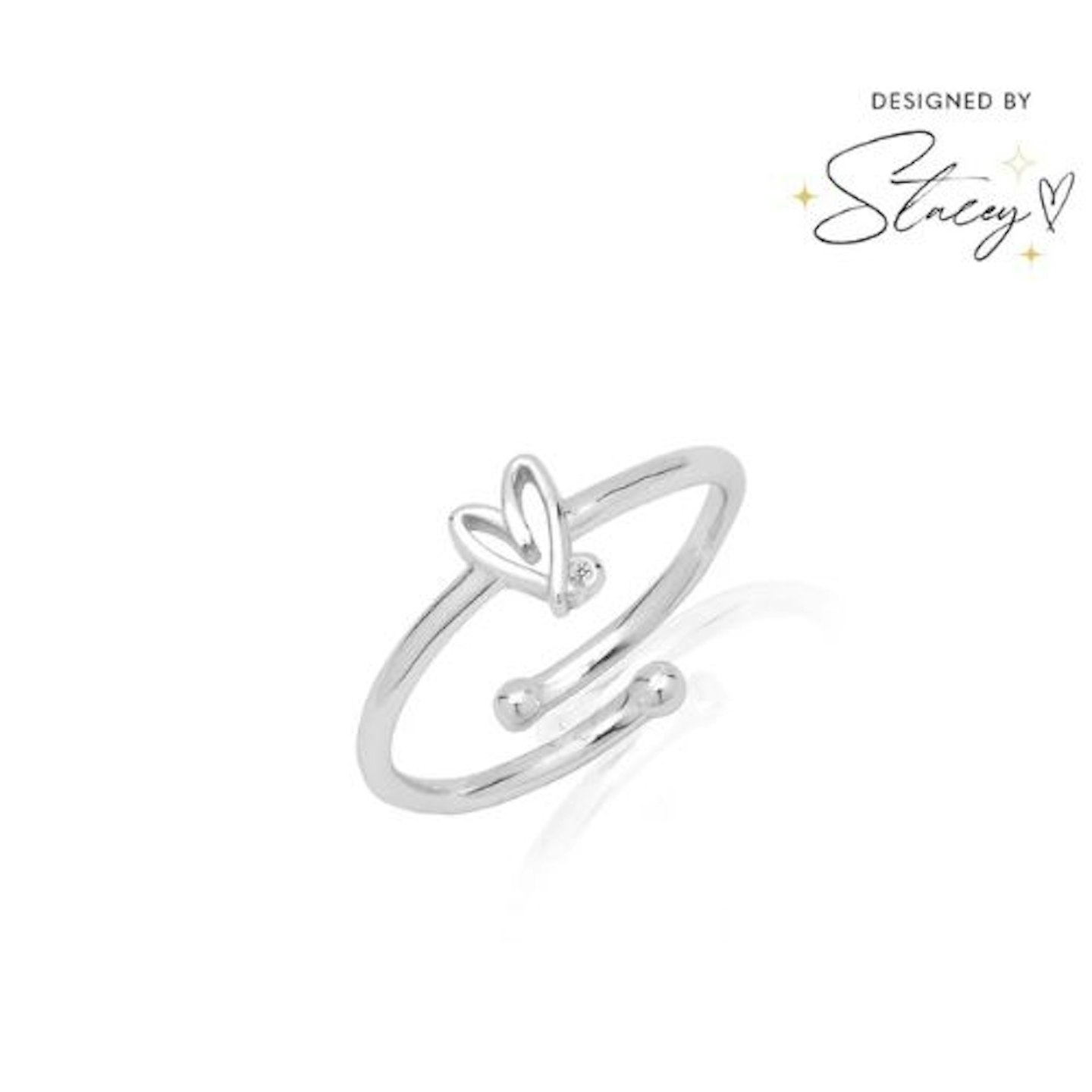 Stacey's Stories Doodle Heart Birthstone Ring (Silver)