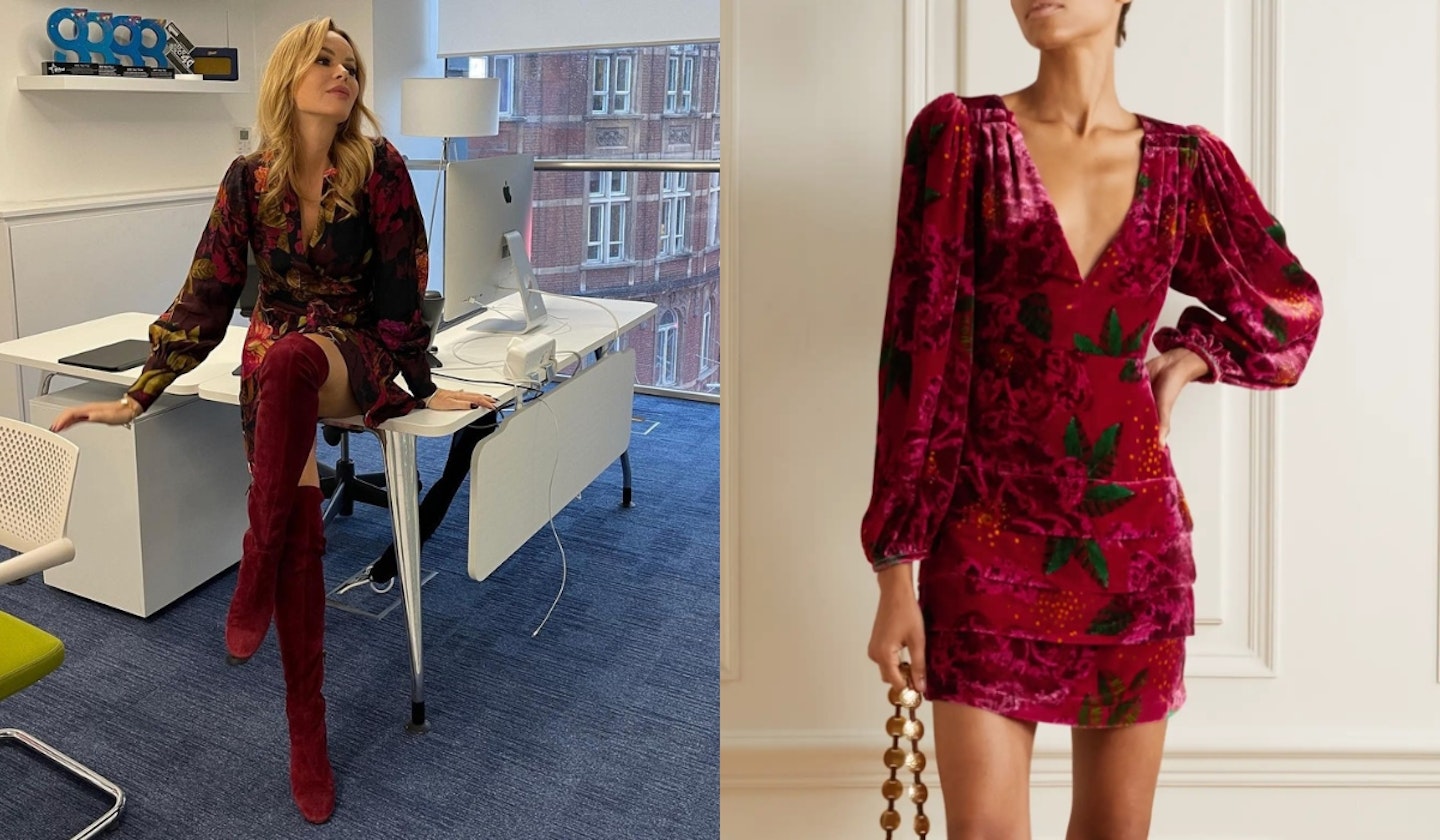Amanda's Red Floral Mini Dress & Knee High Boots