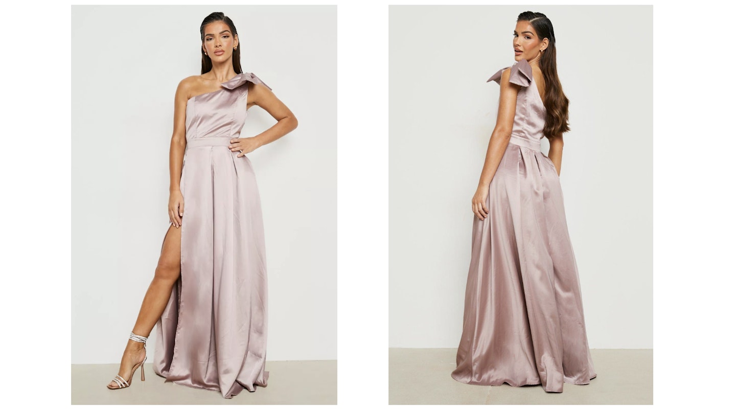 pink bow detail maxi dress from boohoo