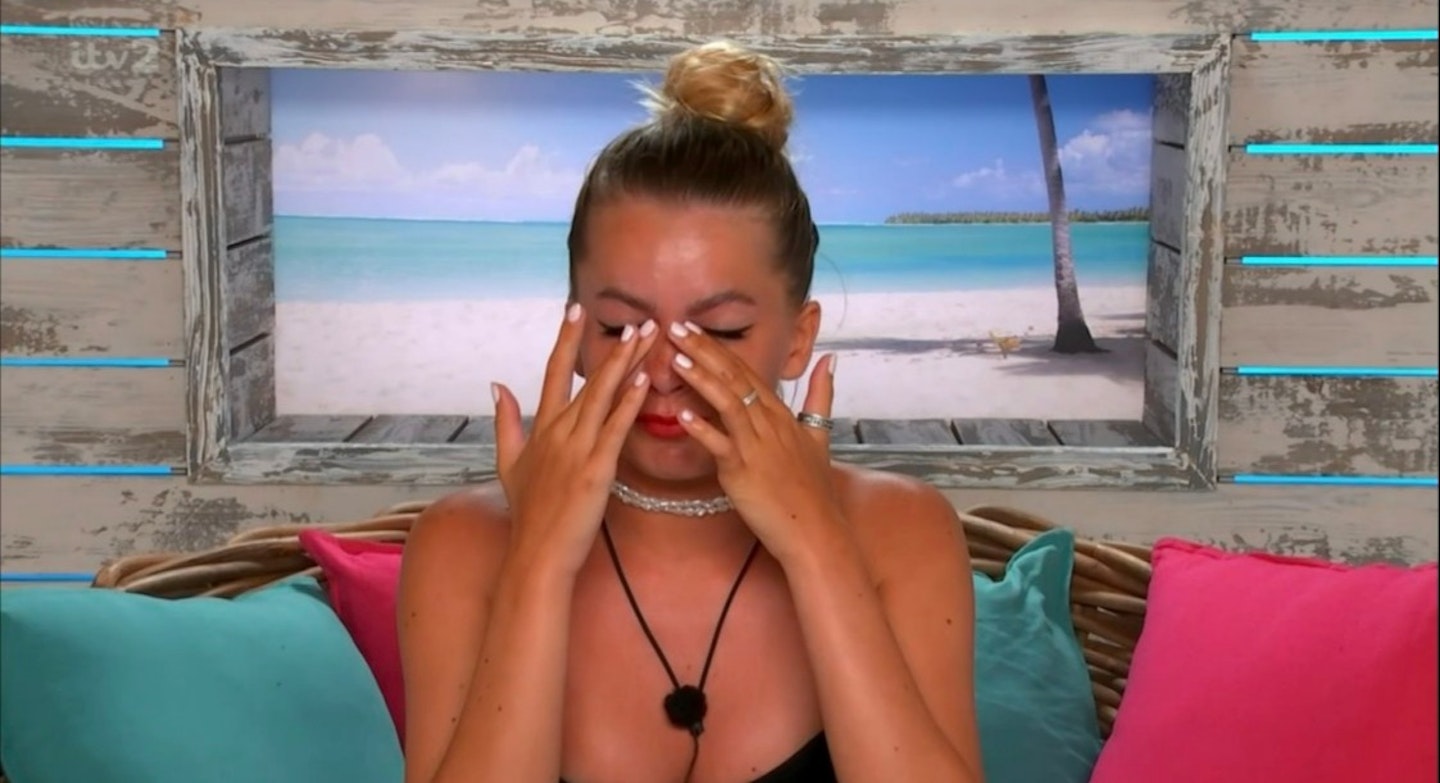 Tasha Ghouri crying in the Love Island Beach Hut