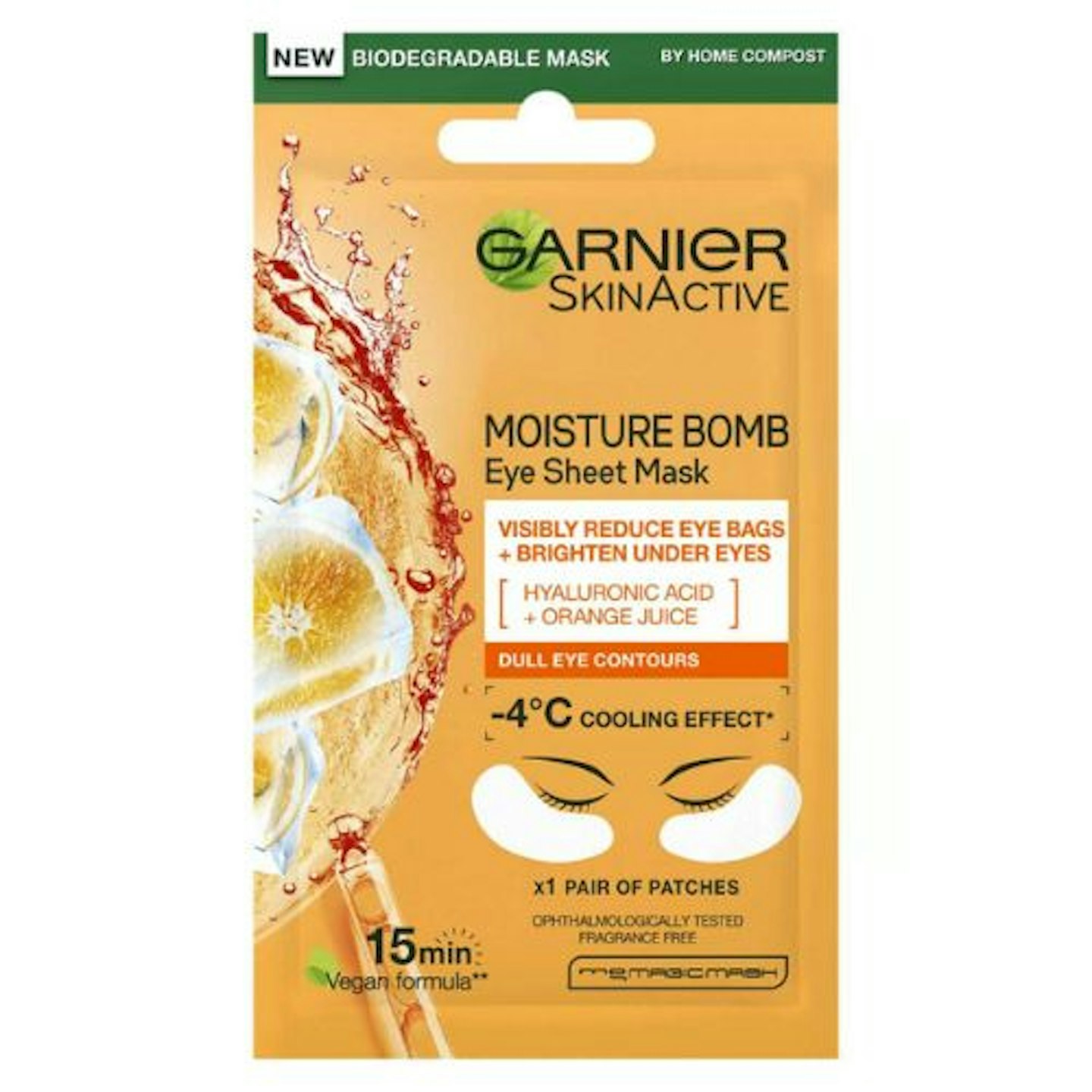 Garnier Moisture Bomb Hyaluronic Acid And Orange Juice Hydrating Brightening Eye Sheet Mask