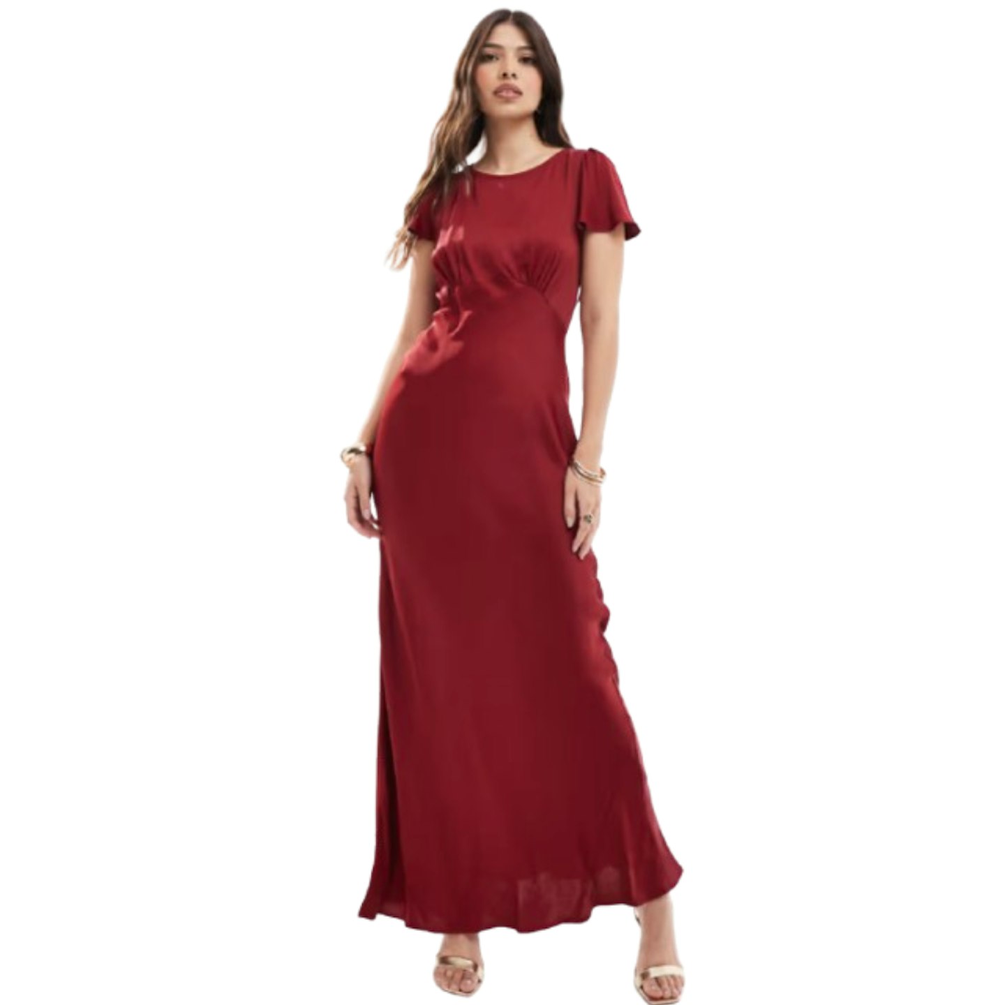 Maids To Measure Bridesmaid Short Sleeve Cowl Back Maxi Dress