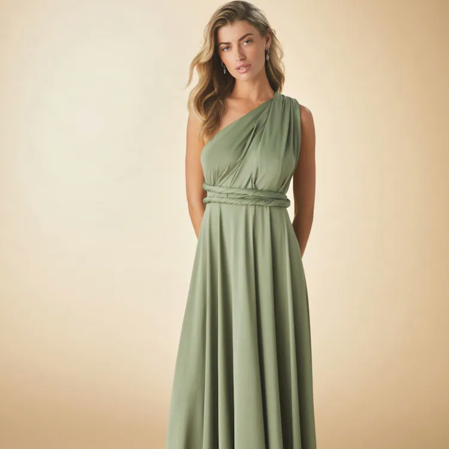 Next Olive Green Jersey Multiway Bridesmaid Wedding Maxi Dress