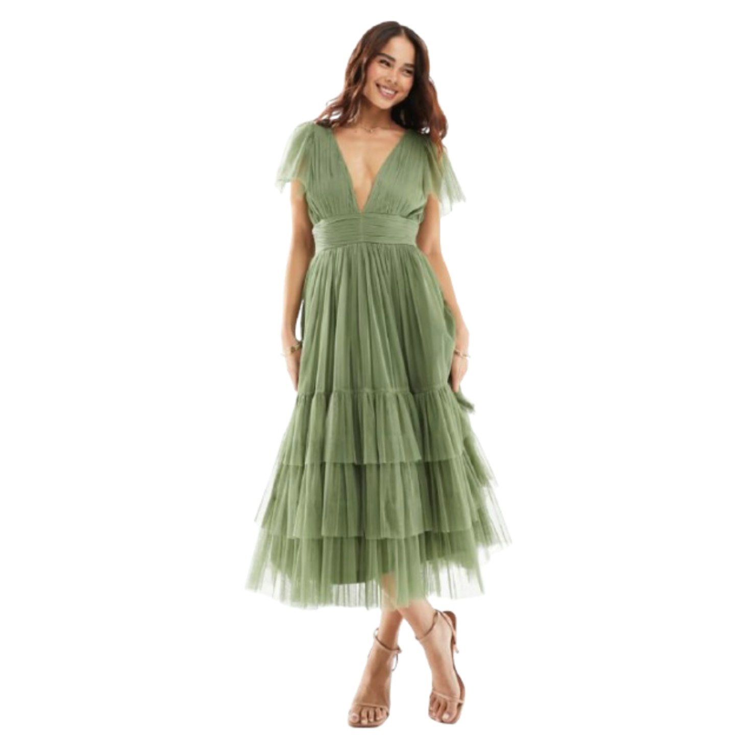 olive green tulle bridesmaid dress