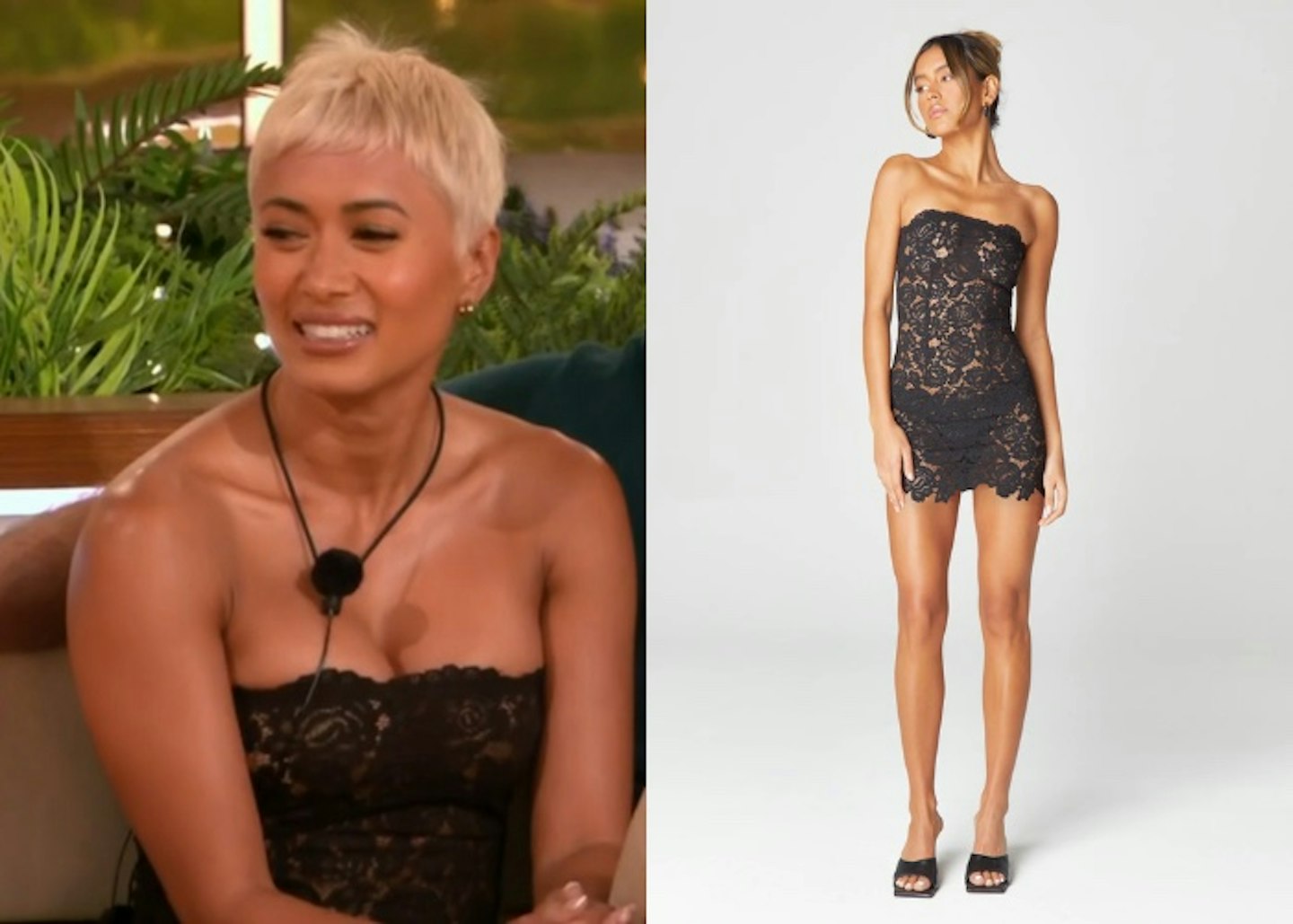 Kaz wears Hyphen black lace dress on the second night