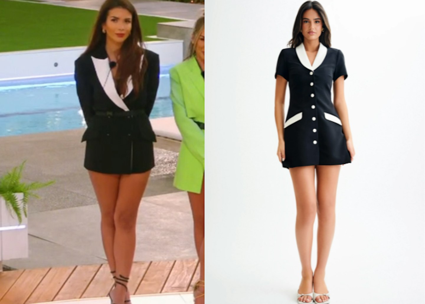 Ekin-Su wears designer black and white blazer dress on the fourth night