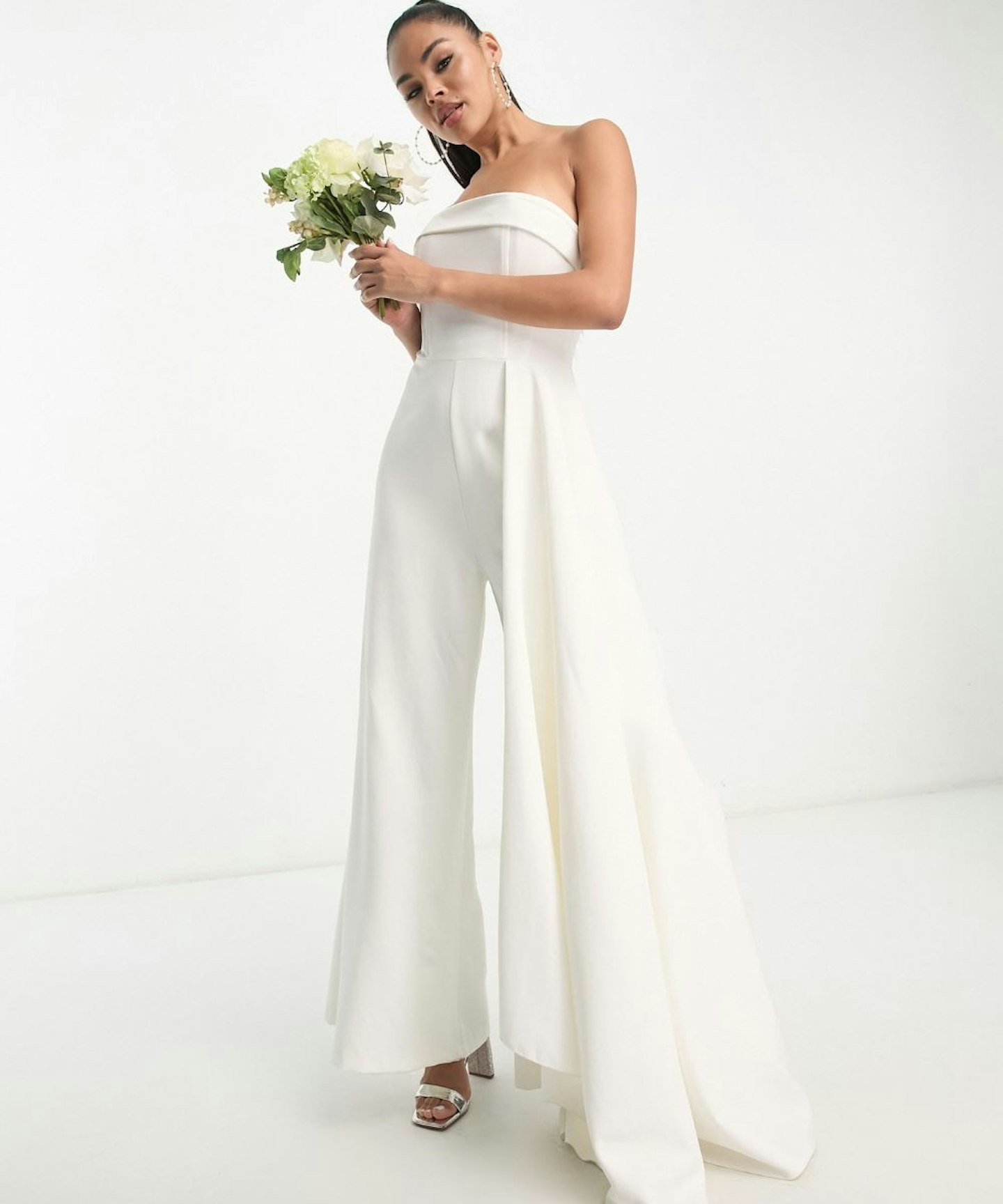 ASOS True Violet Bridal Corset Drape Jumpsuit