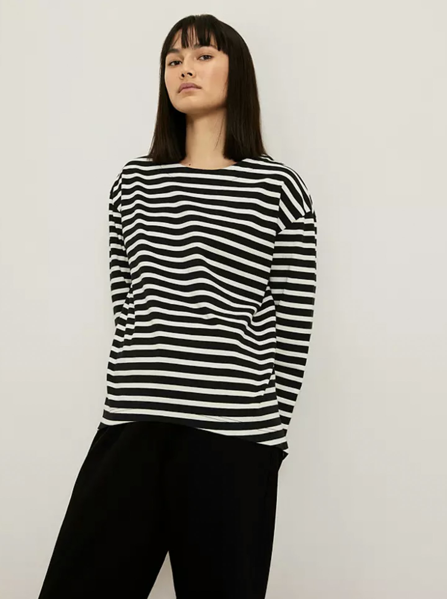 Kin Breton Stripe Jersey Top, Black/White