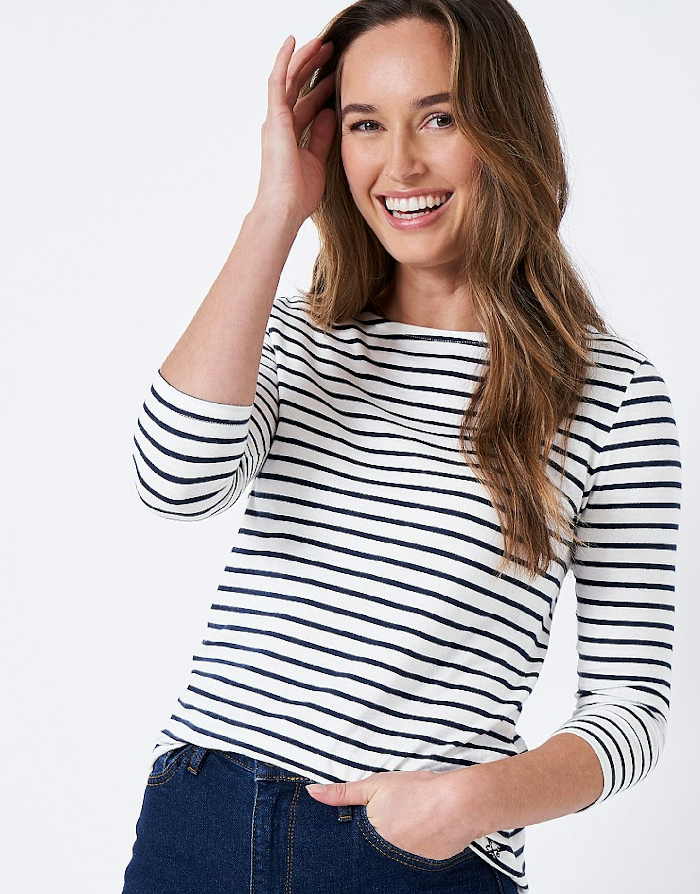 Crew Company White Stripe Essential Cotton Breton