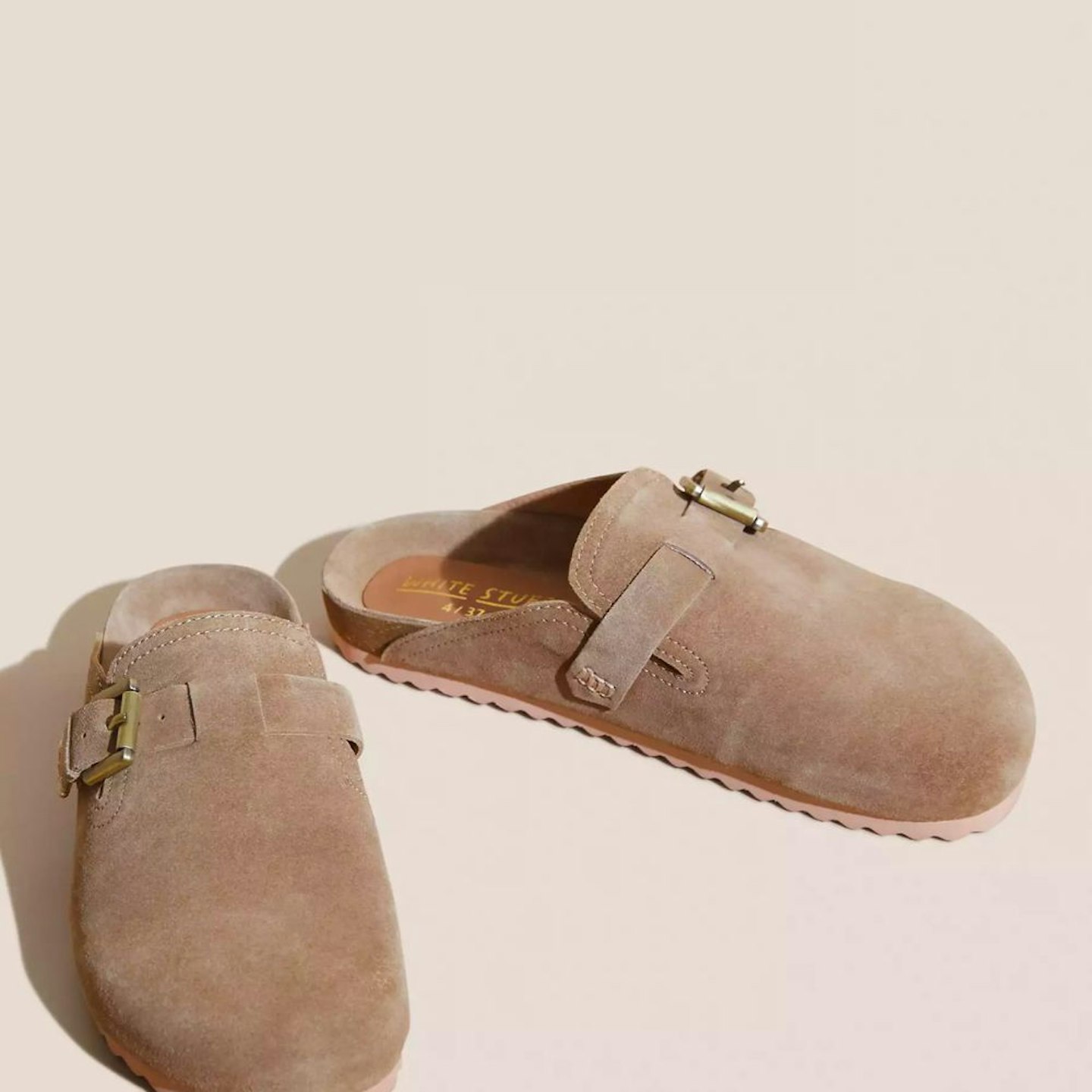 White Stuff Suede Footbed Mules, Natural