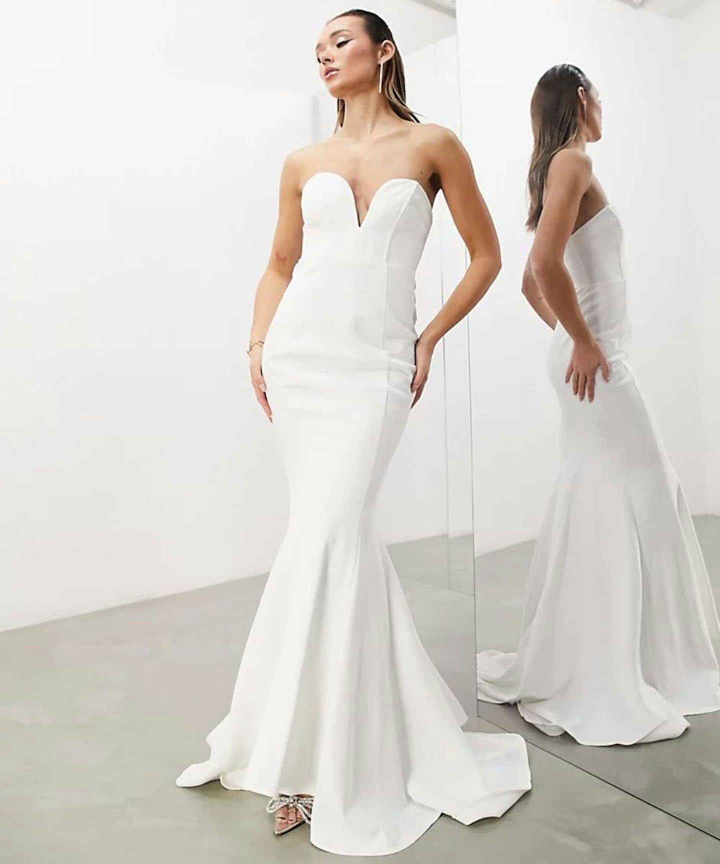 ASOS EDITION Etta Crepe Sculpted Bandeau Maxi Wedding Dress - Ivory