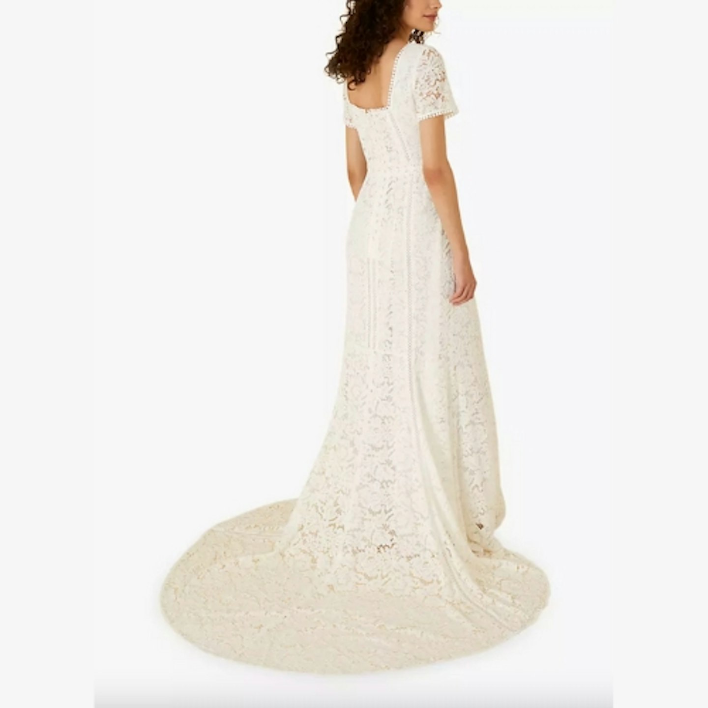 Monsoon Kim Lace Square Neck Maxi Wedding Dress, Ivory