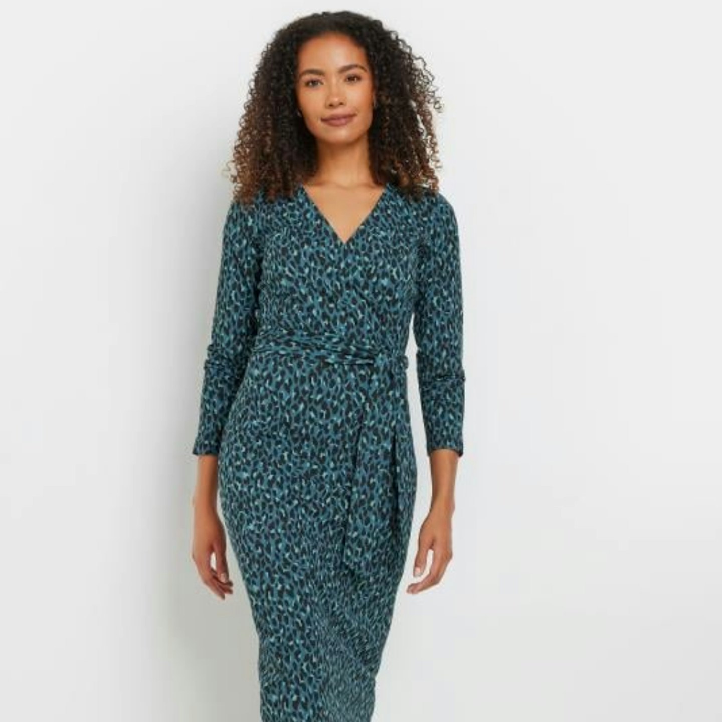 m&co leopard print blue dress