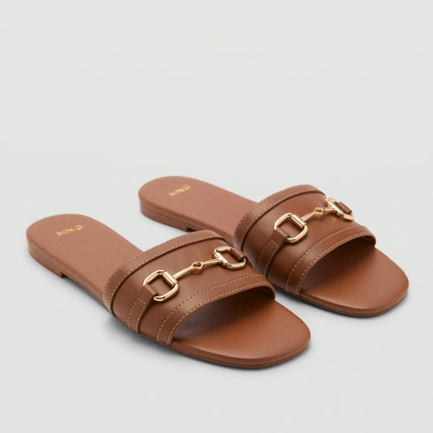 mango gold hardware slip on sandals