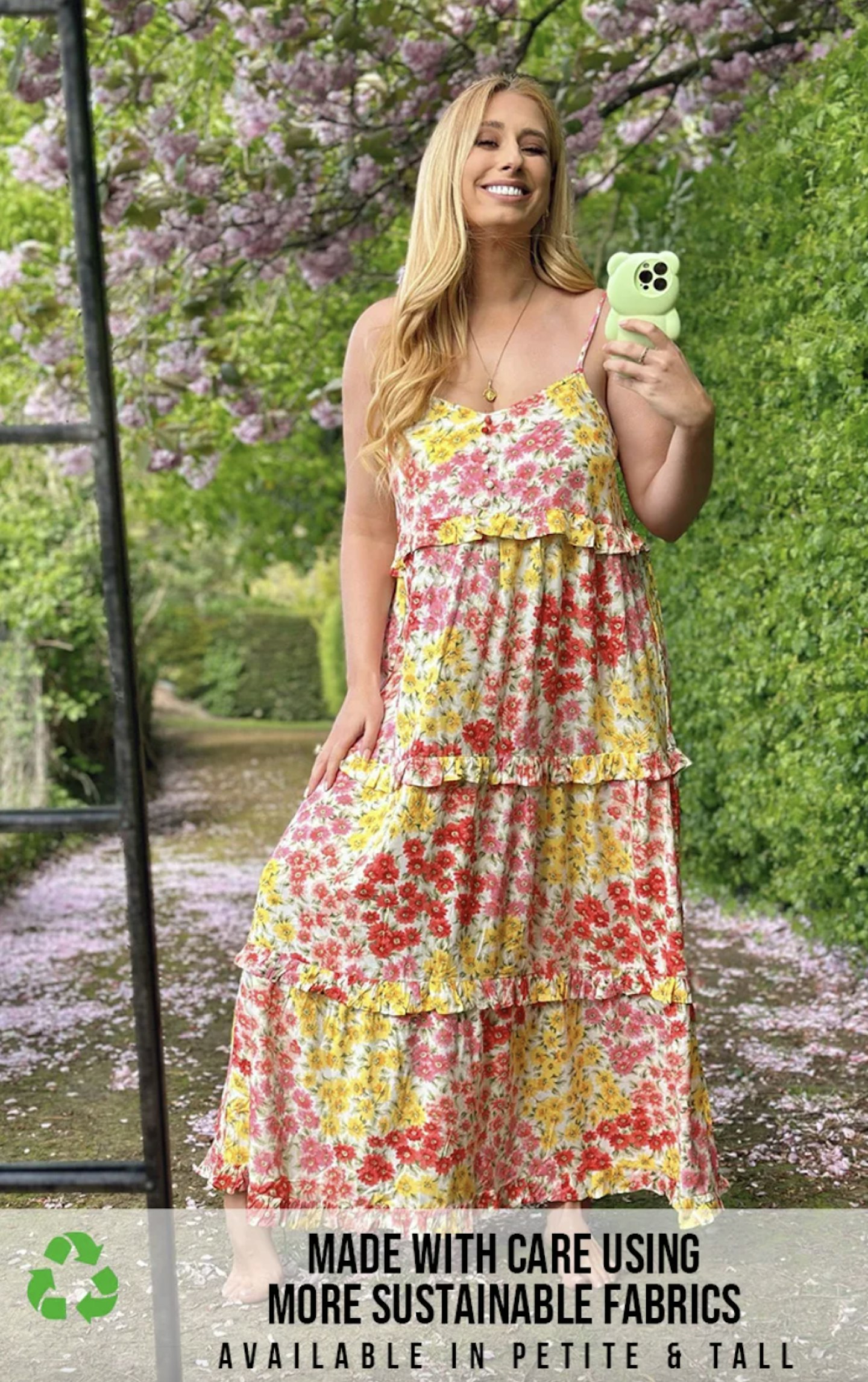 InTheStyle Stacey Solomon Sustainable Yellow Floral Frill Midaxi Dress