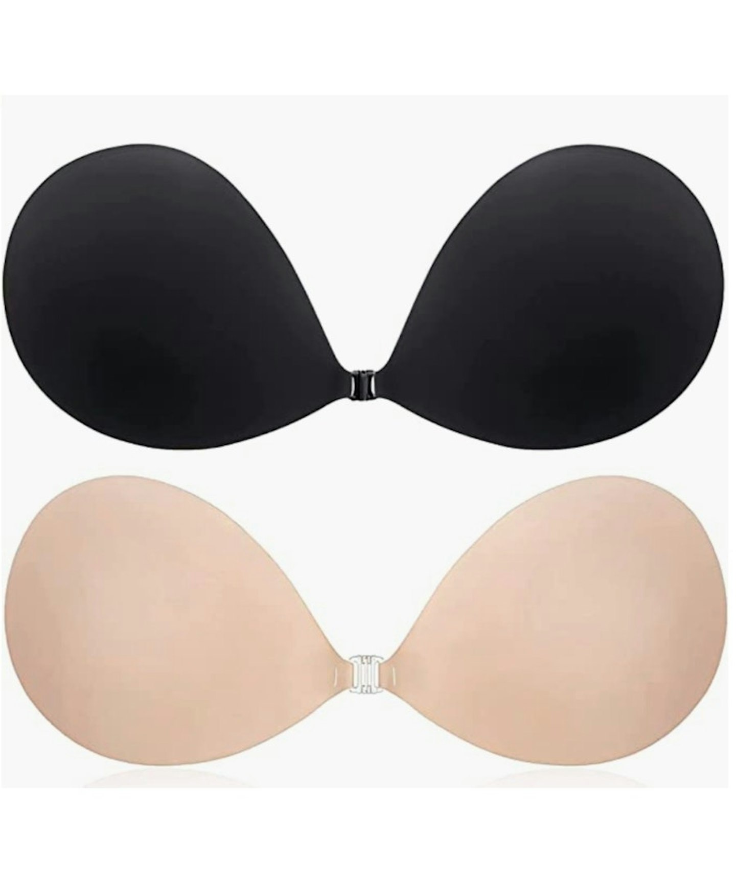 Gotoly 2Pack Strapless Adhesives Bras for Women Invisible Lift Up Bra  Backless Plunge Dress Self Sticky Drawstring(Black & Beige Small) 