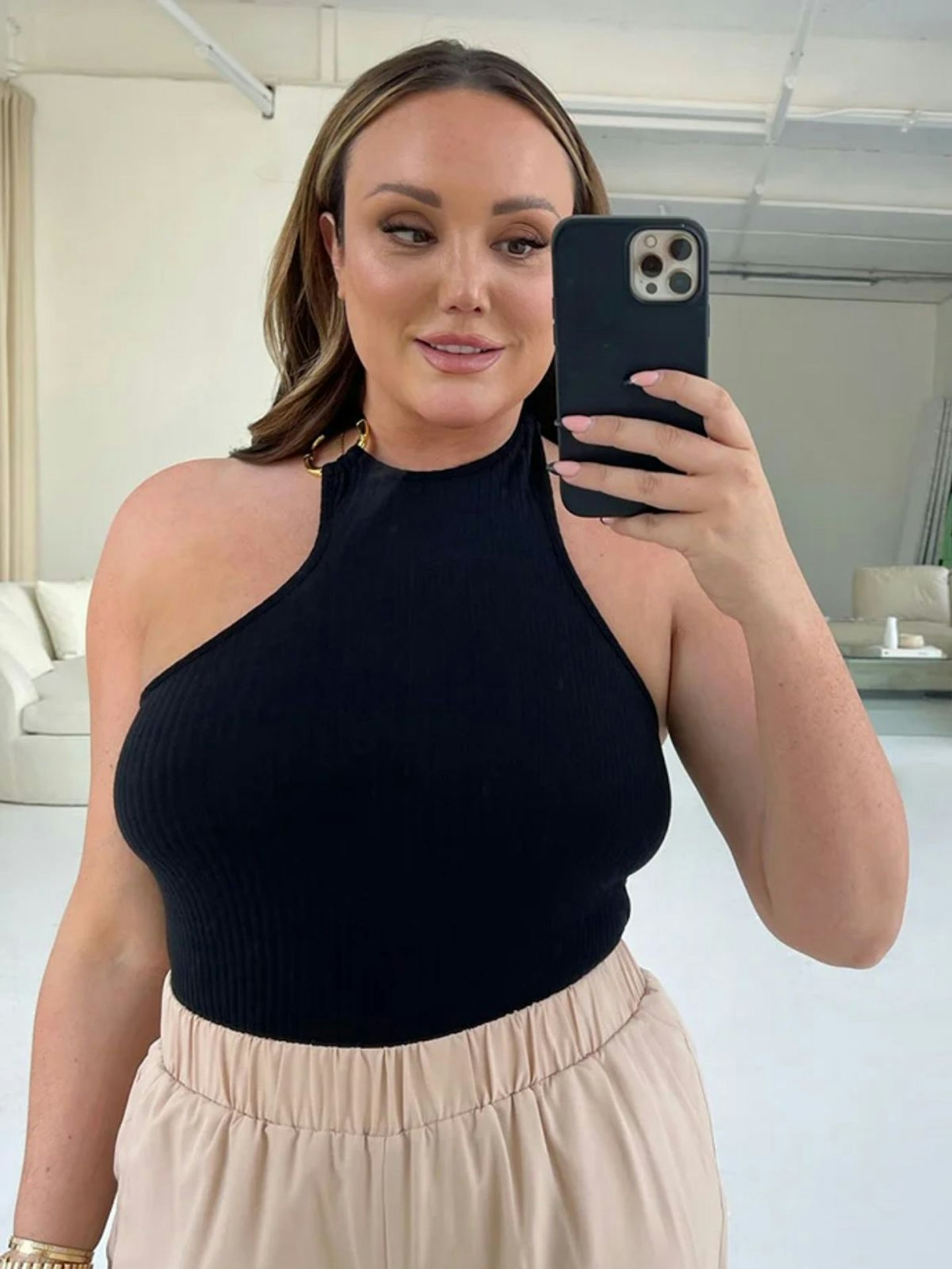 In The Style Charlotte Crosby Black Cut Out Asymmetric Bodysuit
