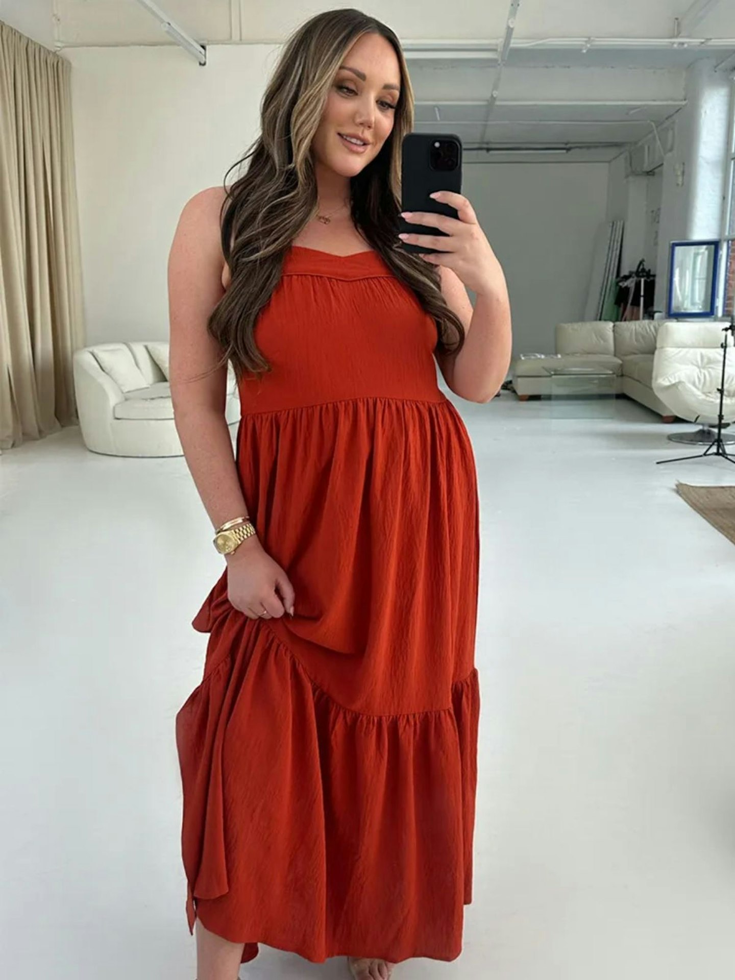 In The Style Charlotte Crosby Rust Tiered Maxi Dress