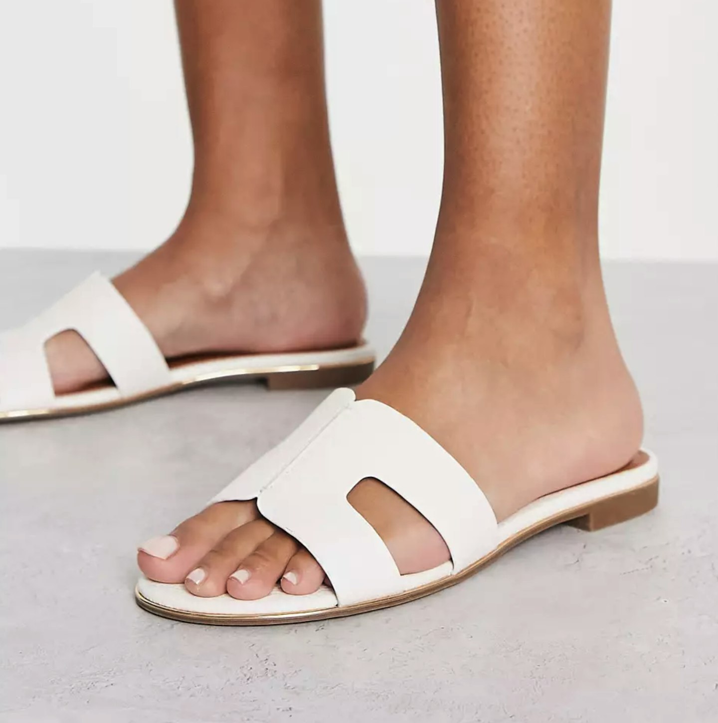 Dune London Loopy Slip-On Flat Sandals In White