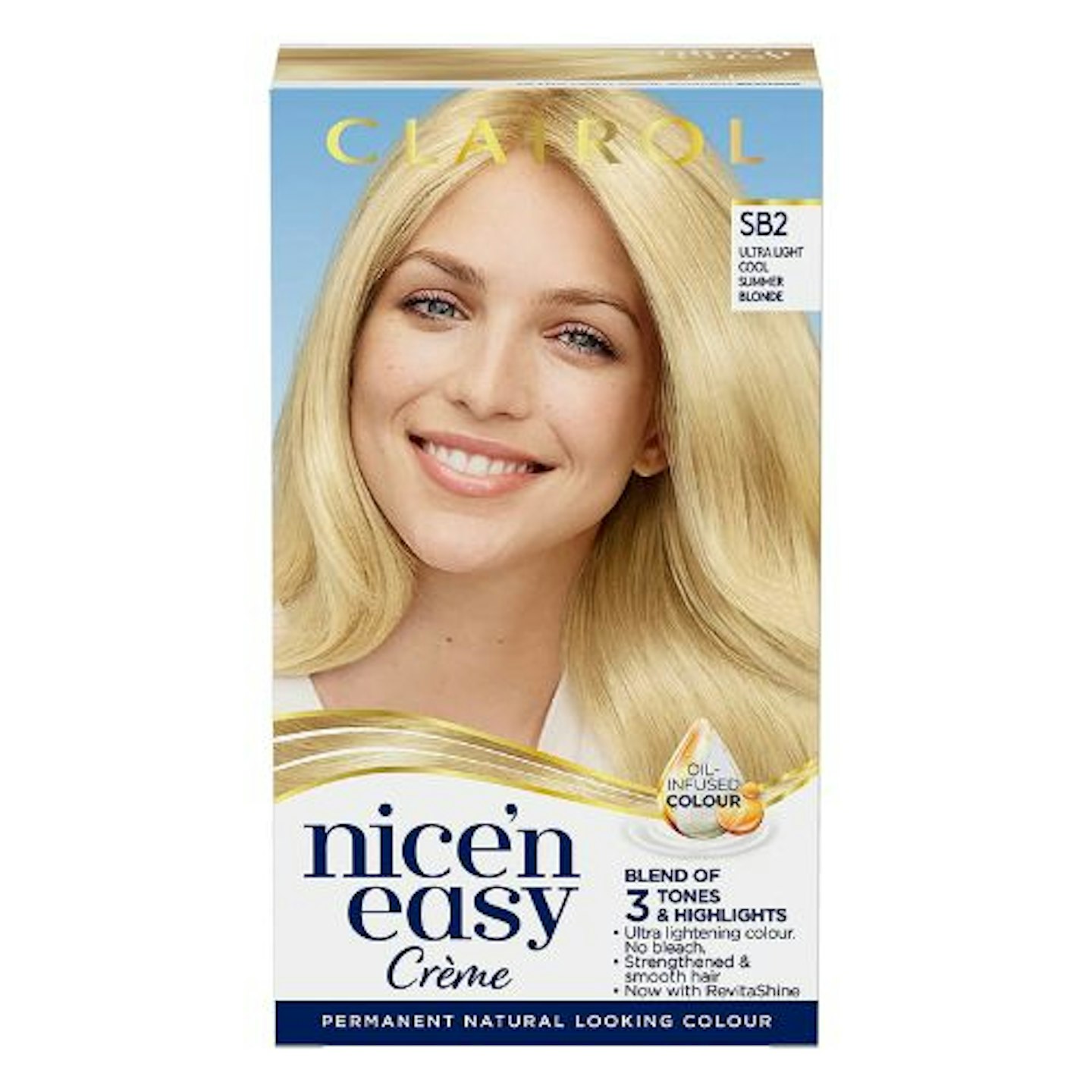 Clairol Nice'n Easy Crème Oil Infused Permanent Hair Dye (SB1 Ultra Light Natural Beach Blonde)