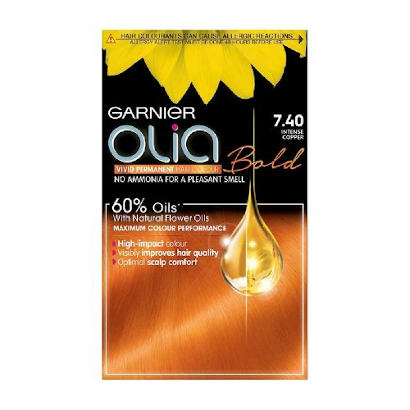 Garnier Olia Permanent Hair Dye, Bold 7.40 Intense Copper