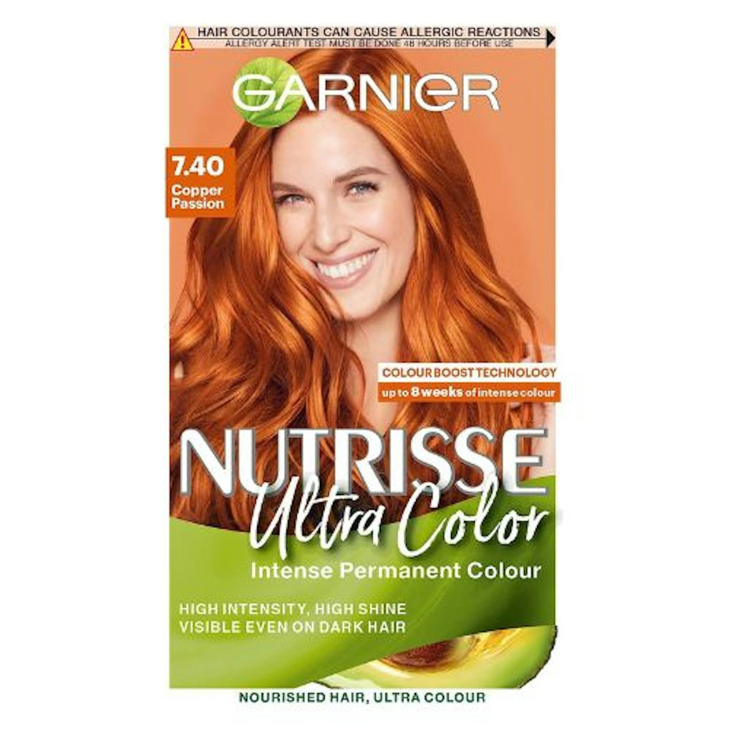 Garnier Nutrisse Ultra Color, Permanent Hair Dye, 7.40 Copper Passion