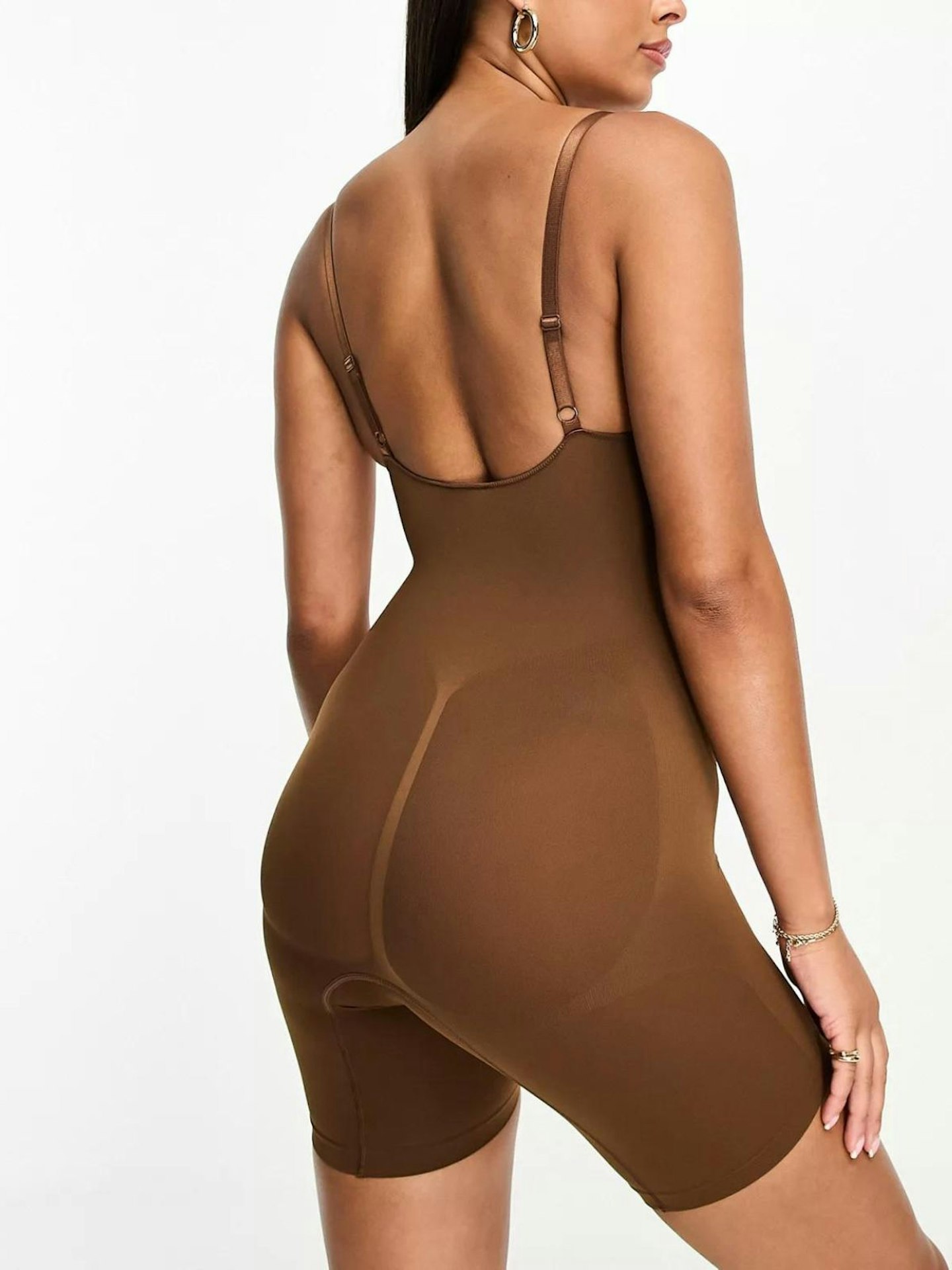 Seamless Shapewear Bodysuit Tummy Control for Women, Brown, Medium
