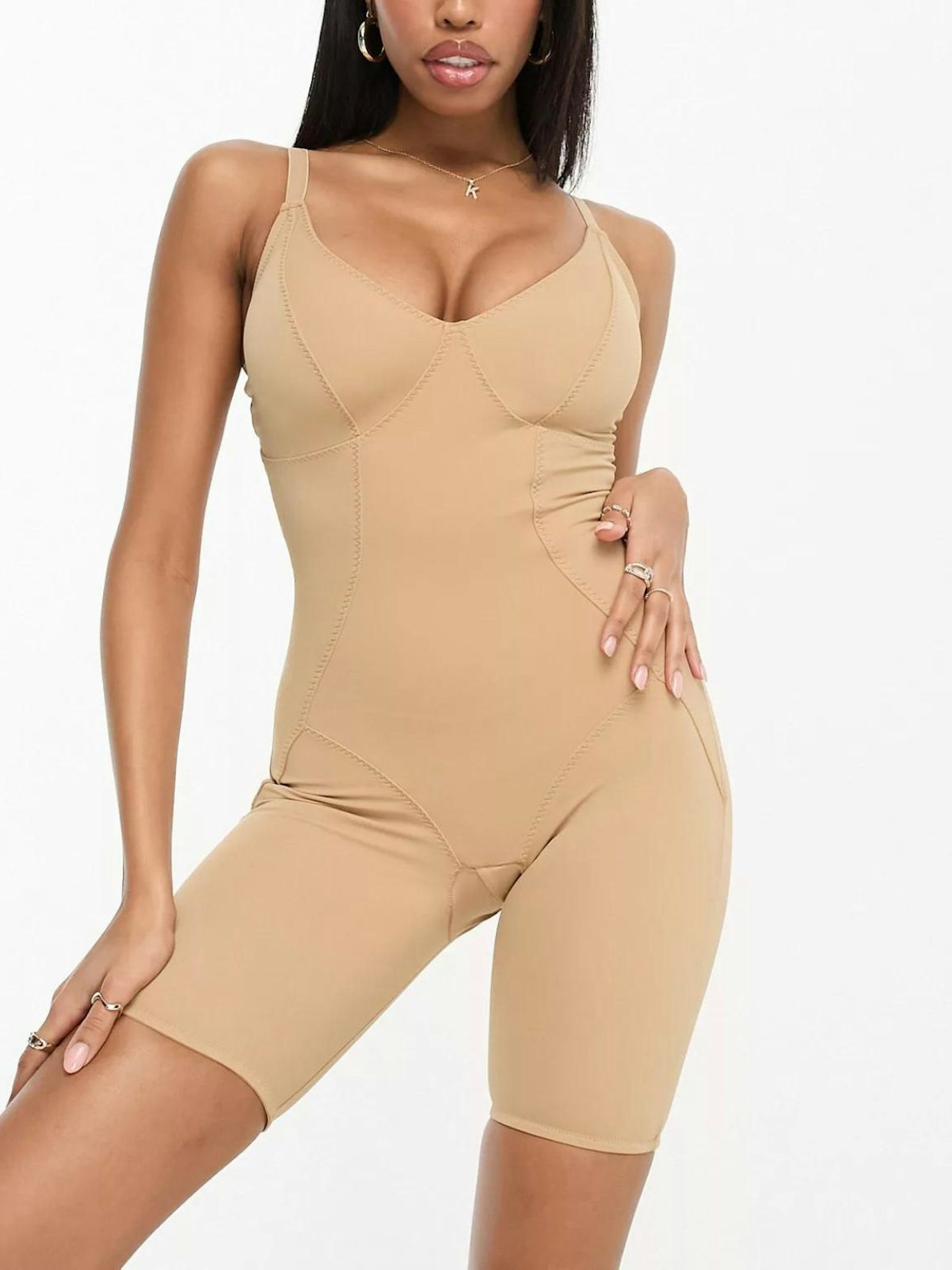 Ivory Rose Fuller Bust DD-G Control Contour Shaping Bodysuit in Beige