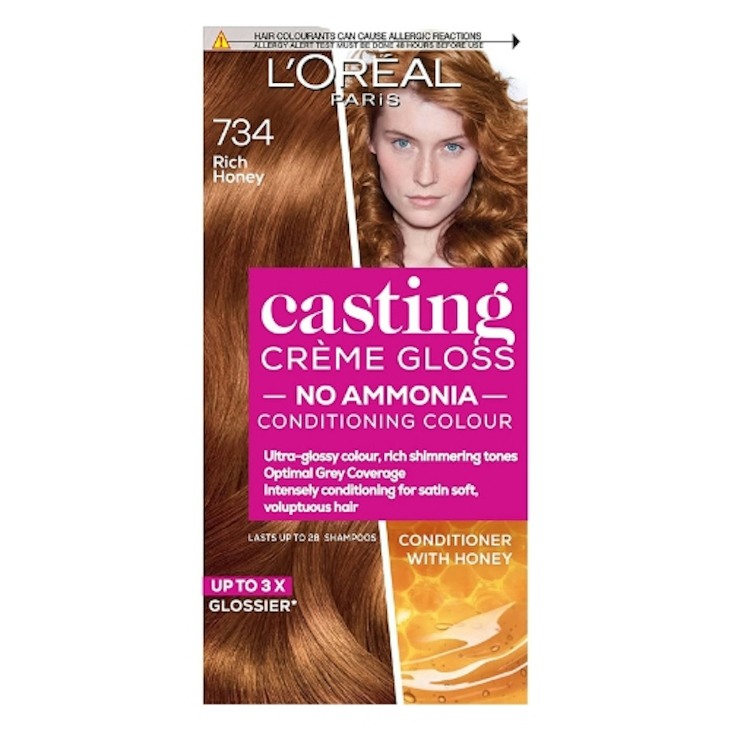 L’Oréal Paris, Semi-Permanent Hair Dye, 734 Rich Honey Blonde