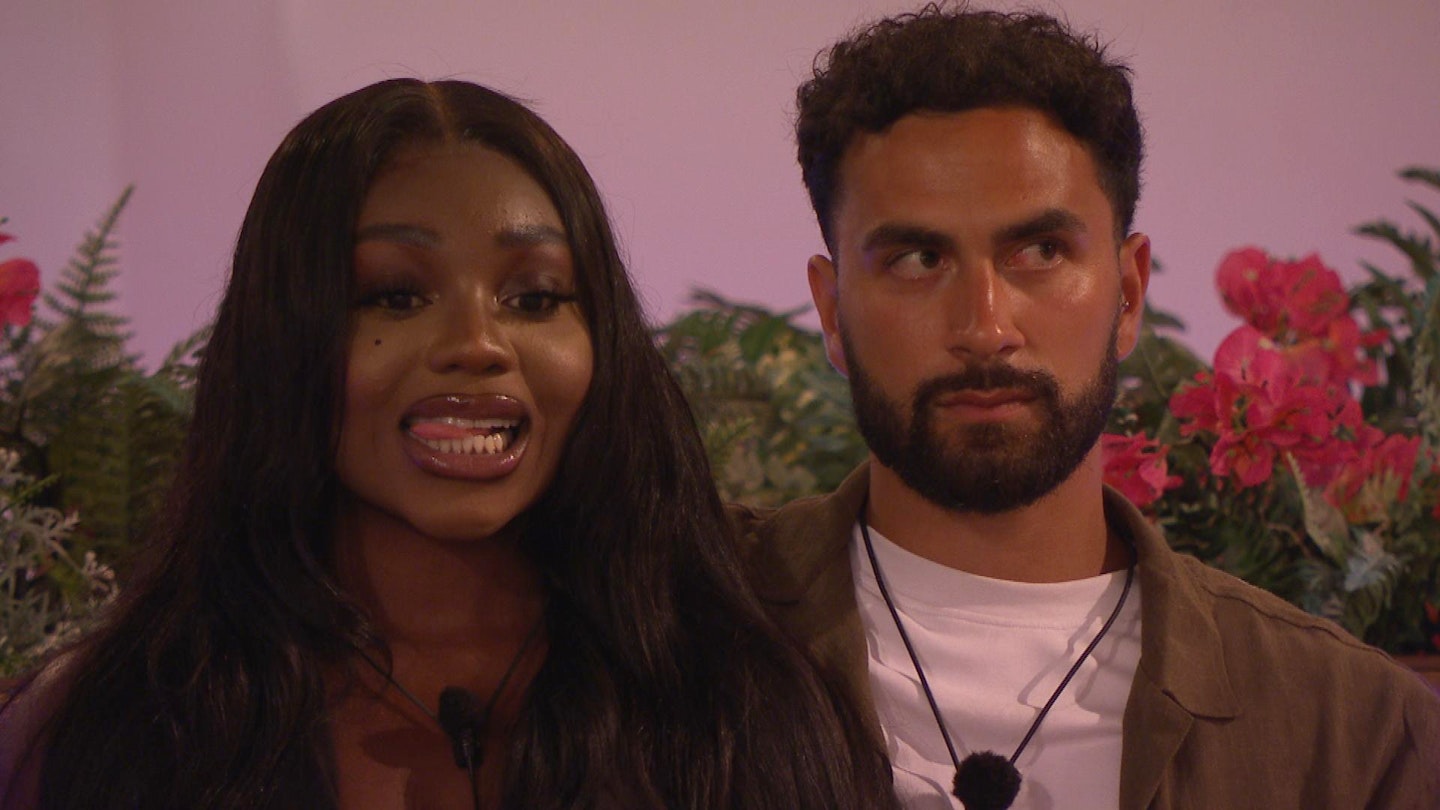 Whitney and Lochan in the Love Island villa