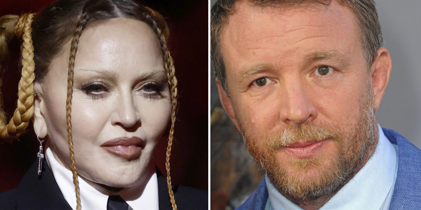 Madonna looks at Guy Ritchie in a comped image