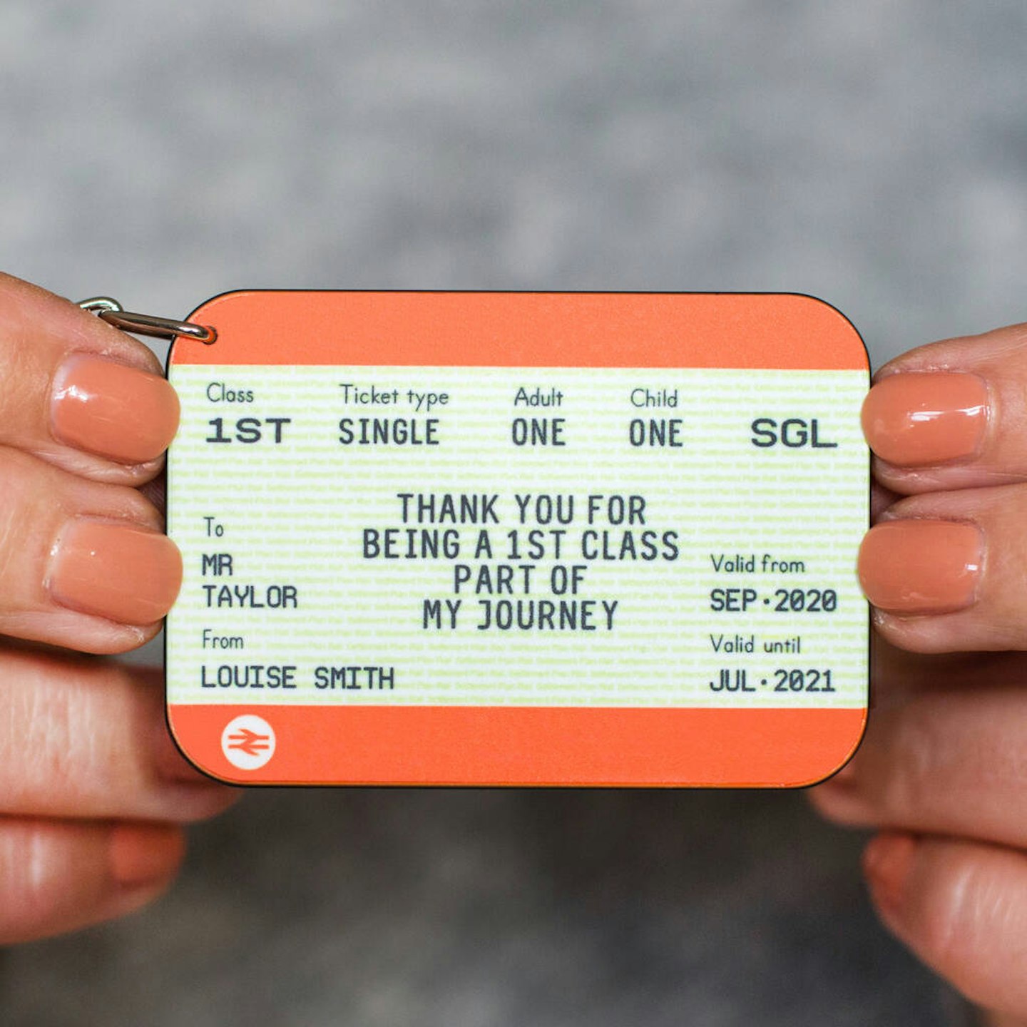 Personalised Train Ticket 'Keyring