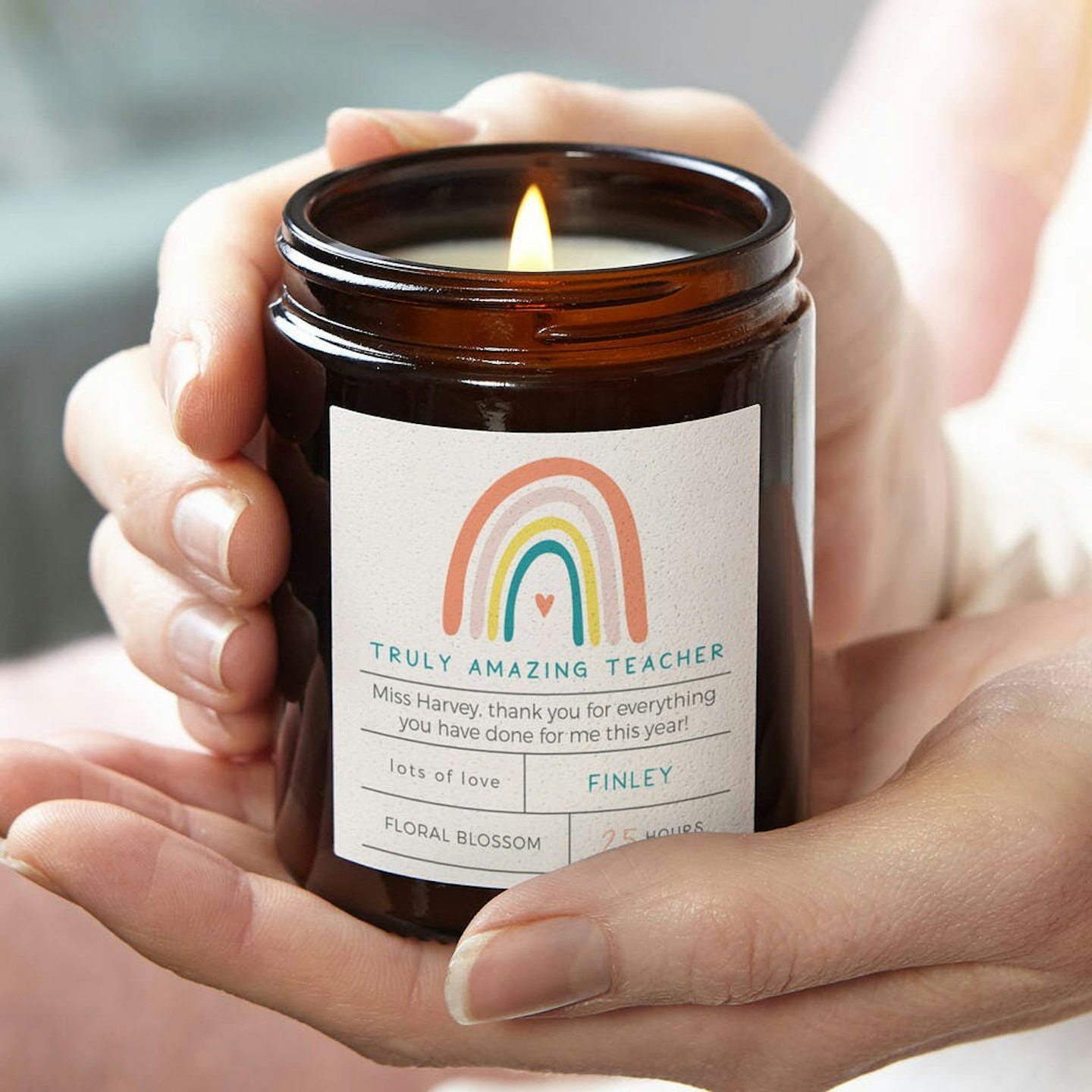 Kindred Fires Thank You Teacher Gift Rainbow Candle