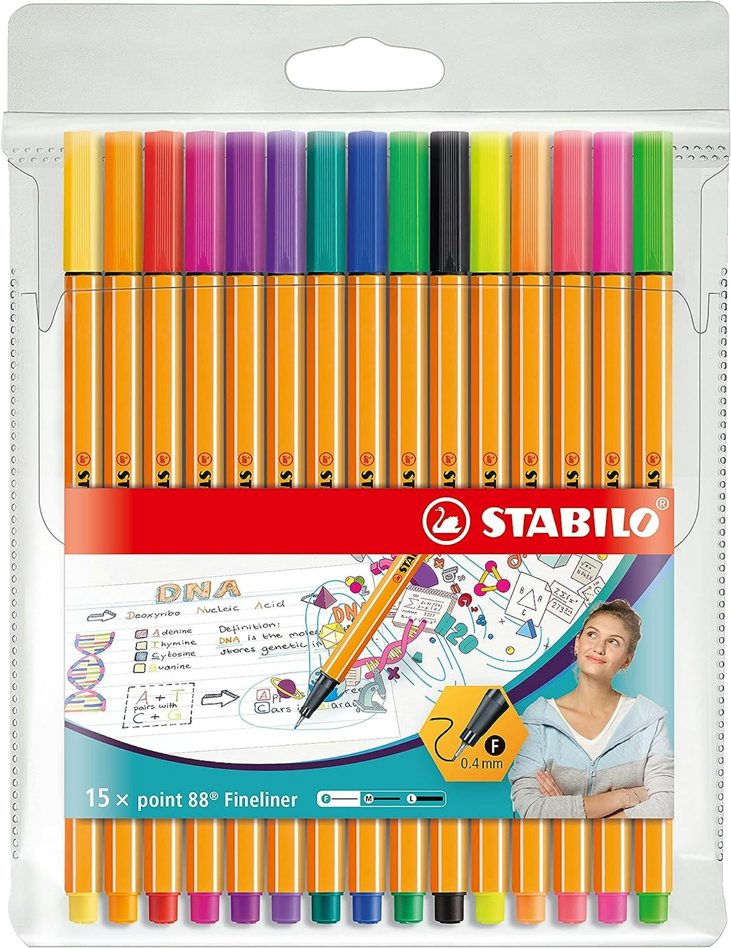Fineliner STABILO point 88, Pack of 15