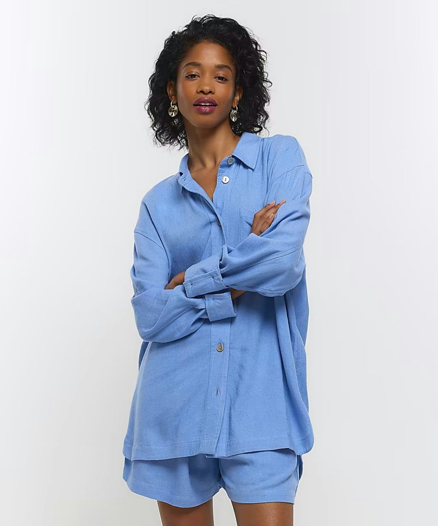 River Island Blue Oversized Shirt