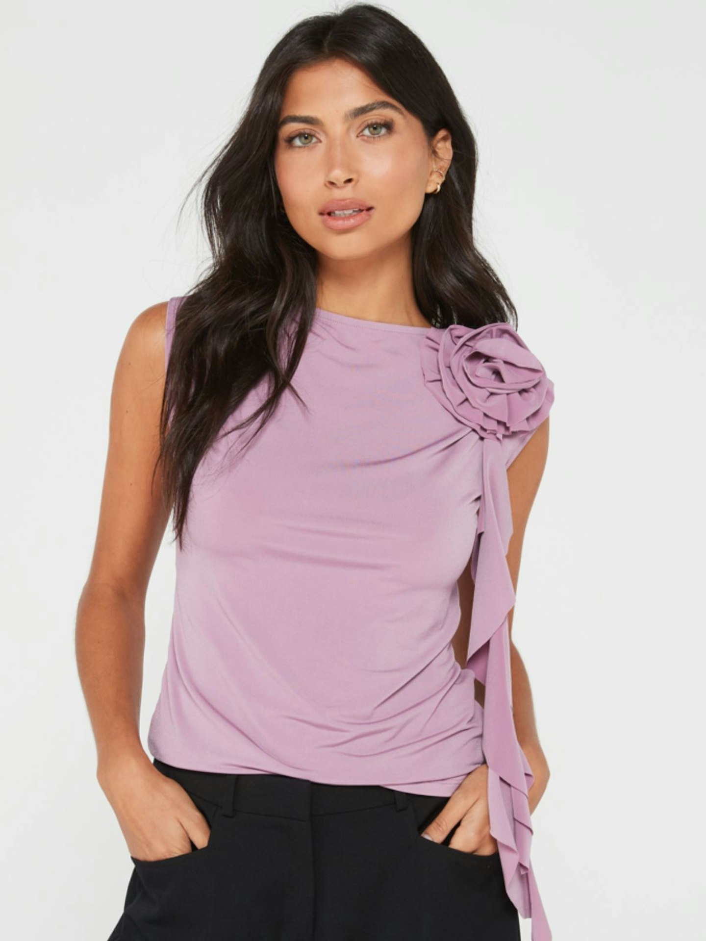 Very Corsage Frill Sleeveless Top