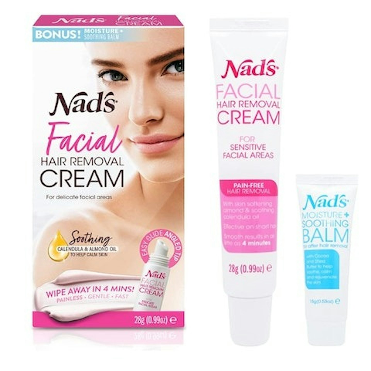 Nad's Facial Hair Removal Cream and Soothing Balm 28g