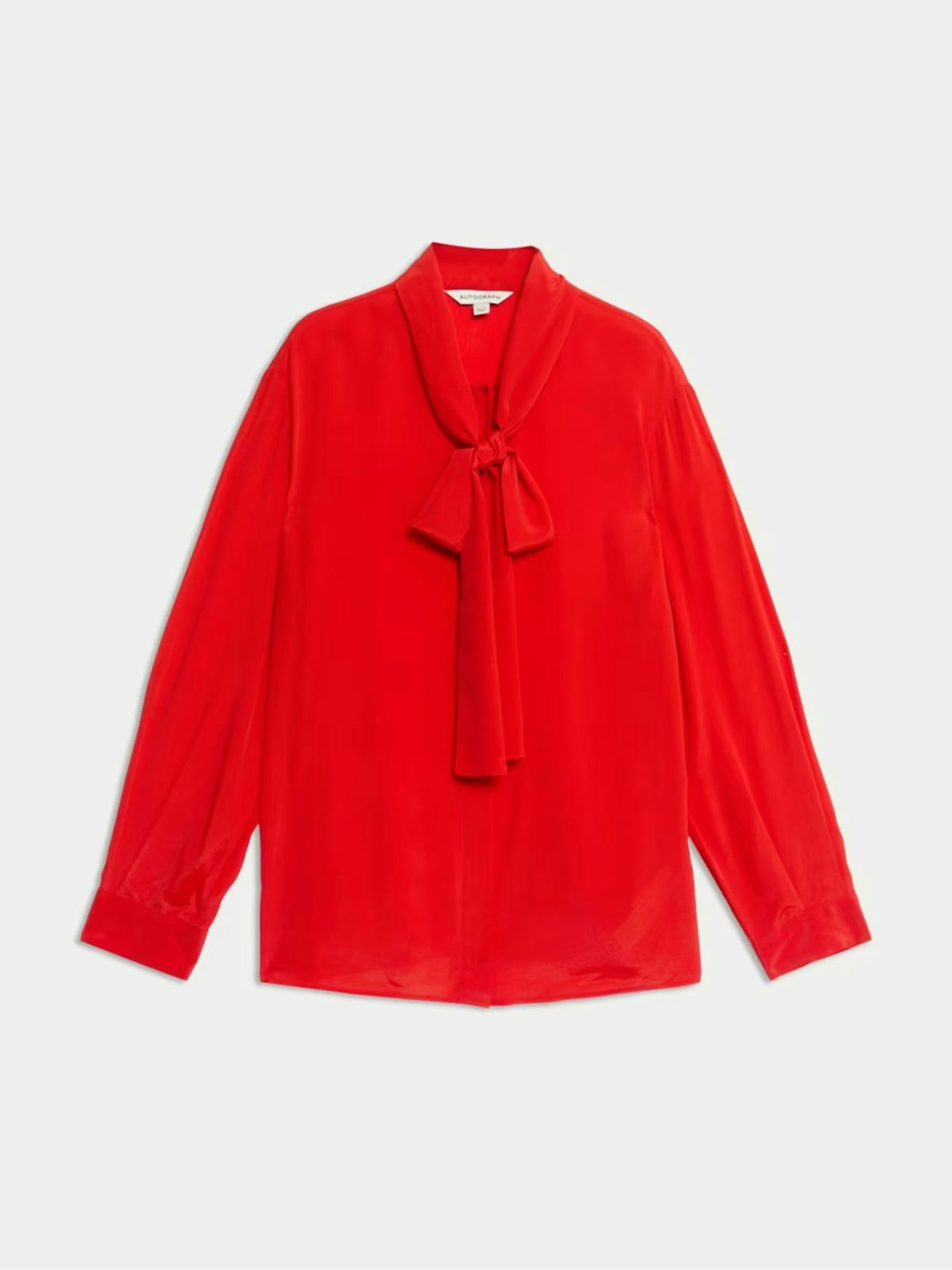 Autograph Silk Blend Tie Neck Button Through Blouse