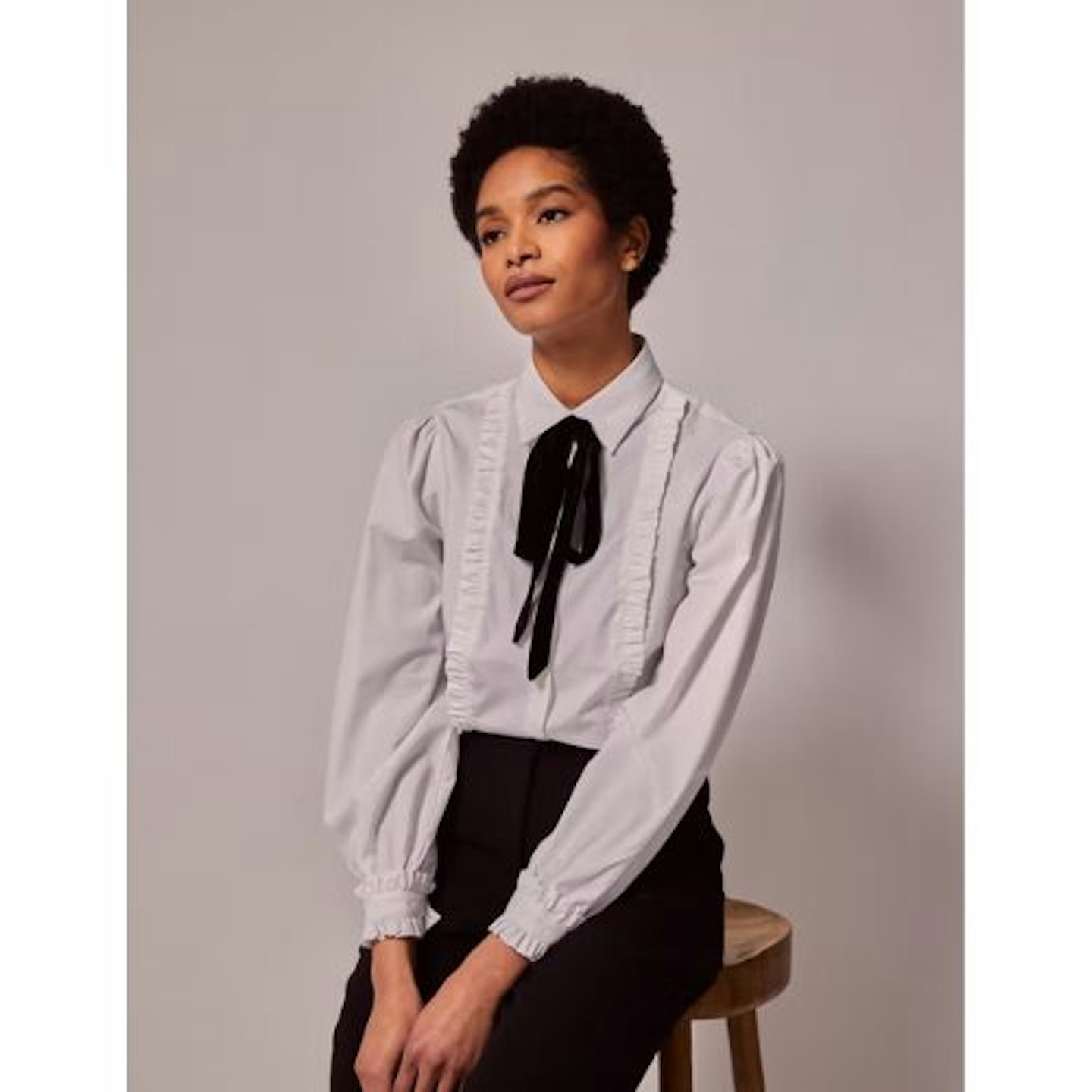 Boutique White Poplin Shirt With Frill & Bow Detailing