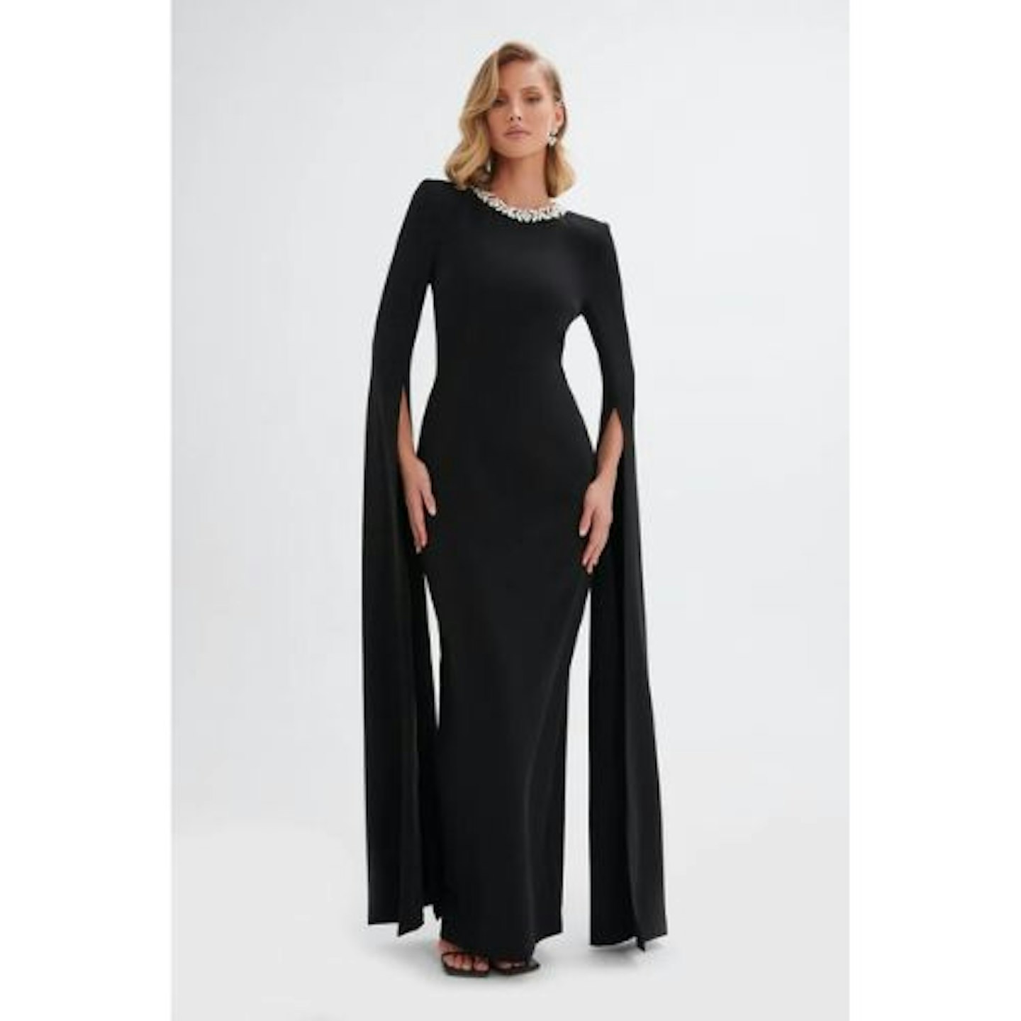 KELLY Cape Sleeve Maxi Dress in Black