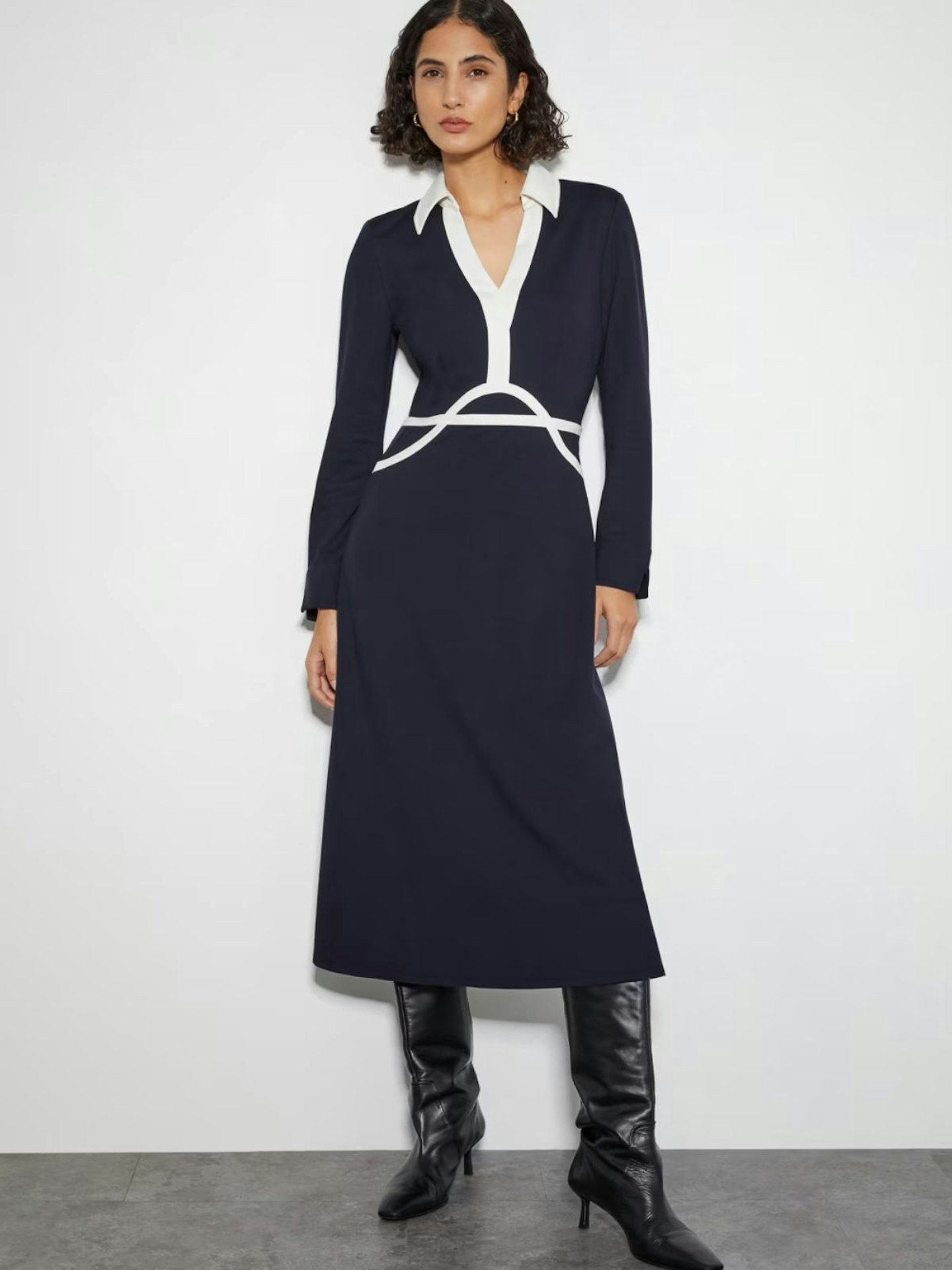 Monsoon Jersey Collared Midi Shirt Dress