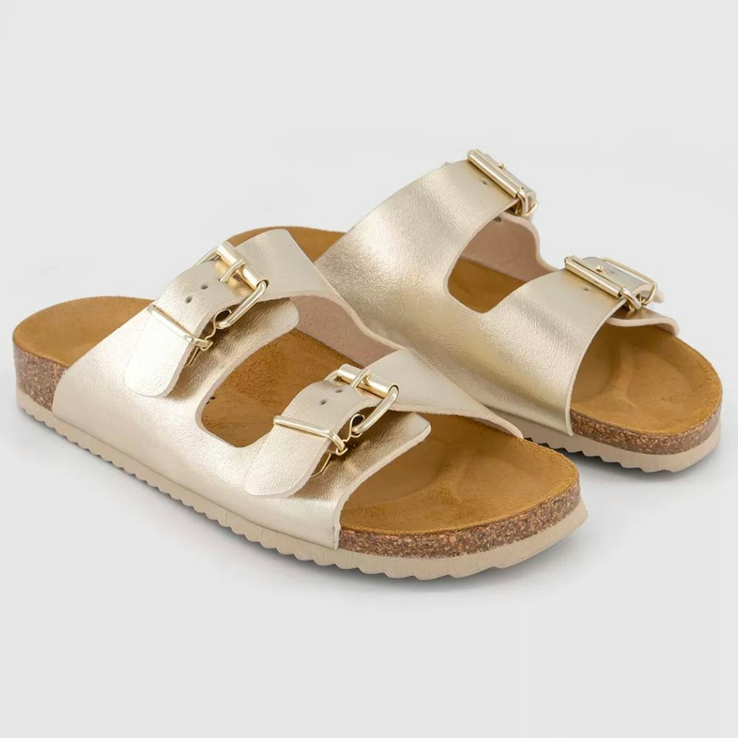 Office Seville Double Buckle Sandals Gold
