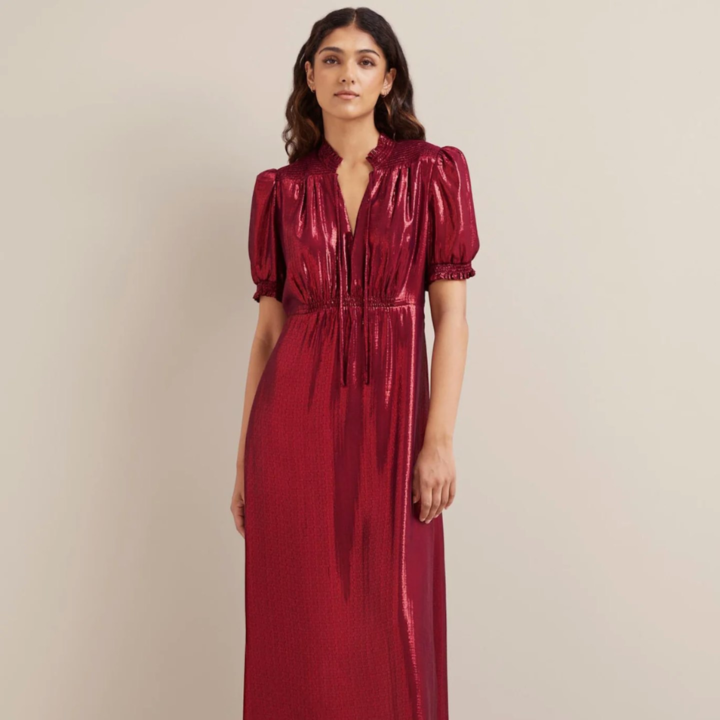 cefinn red metallic dress