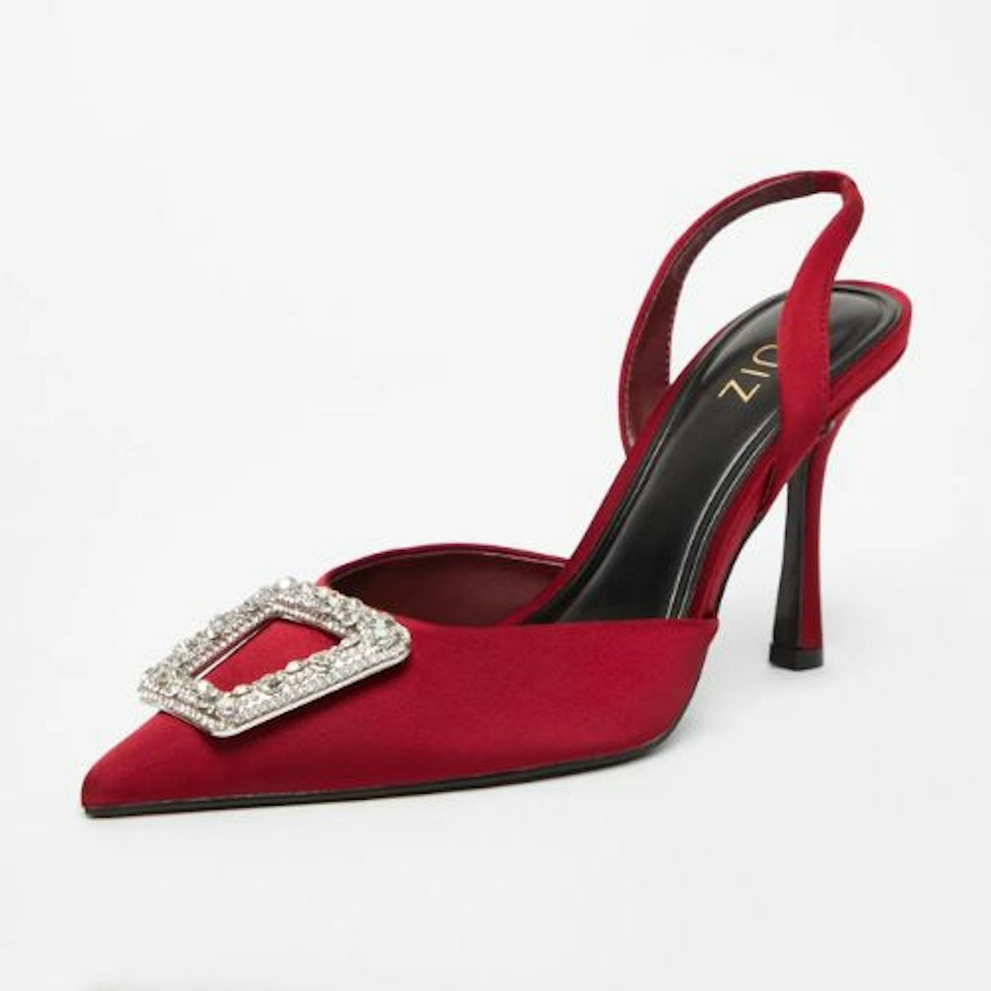 Quiz Red Satin Brooch Court Heels