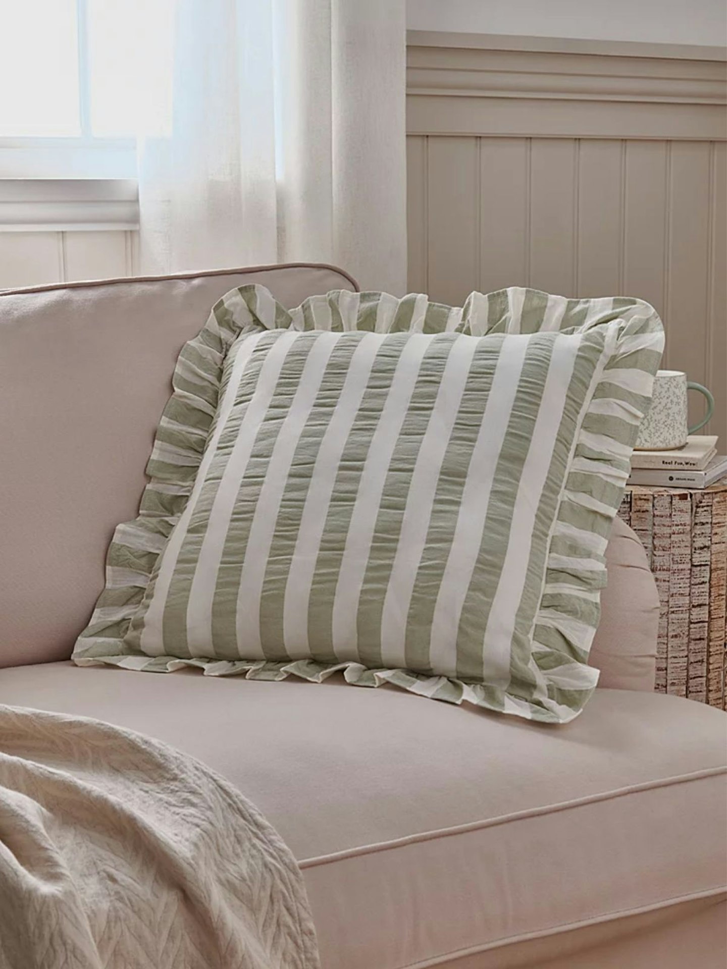 Stacey Solomon Ruffle Seersucker Striped Cushion