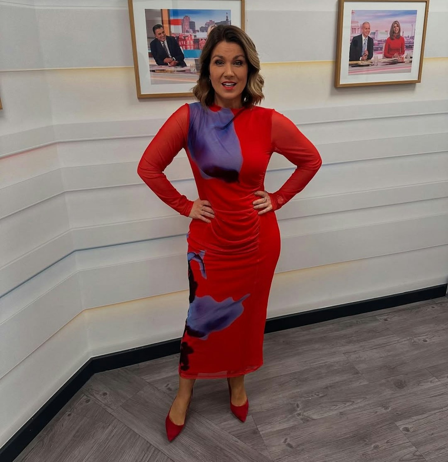 Susanna Reid red and purple dress